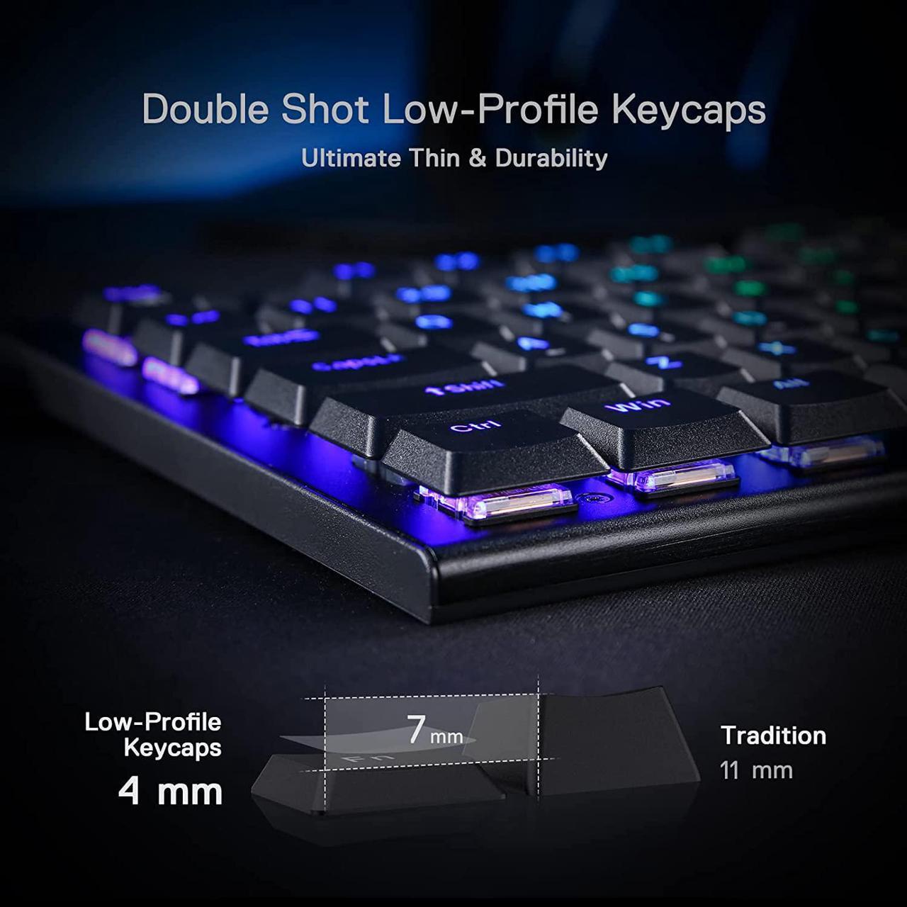 Alt view image 4 of 7 - Redragon K619 Horus RGB Mechanical Keyboard, Ultra-Thin Designed Wired Gaming Keyboard w/Low Profile Keycaps, Dedicated Media Control & Linear Red Switch, Pro Software Supported