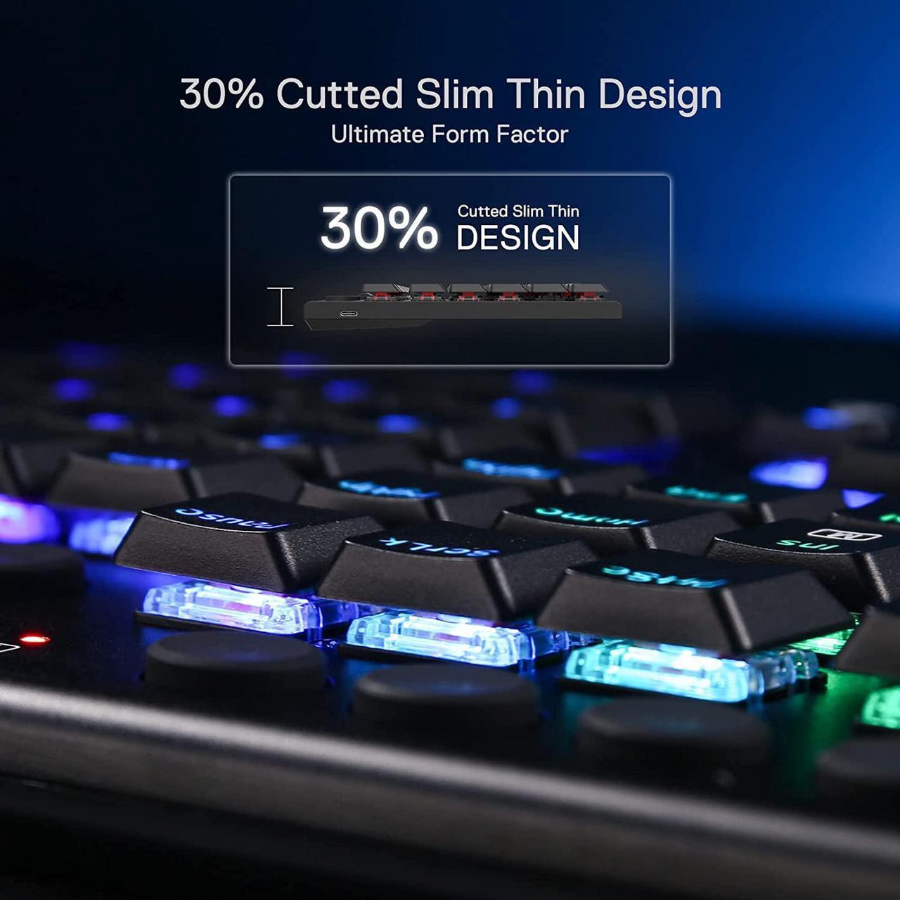 Alt view image 5 of 7 - Redragon K619 Horus RGB Mechanical Keyboard, Ultra-Thin Designed Wired Gaming Keyboard w/Low Profile Keycaps, Dedicated Media Control & Linear Red Switch, Pro Software Supported