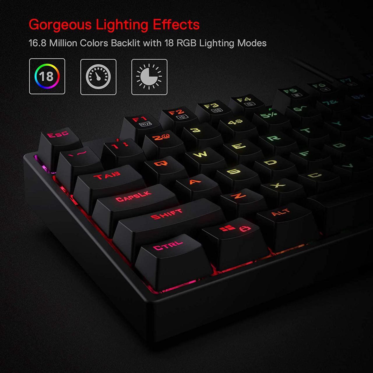 Alt view image 2 of 7 - Redragon K582 SURARA RGB LED Backlit Mechanical Gaming Keyboard with 104 Keys-Linear and Quiet-Red Switches