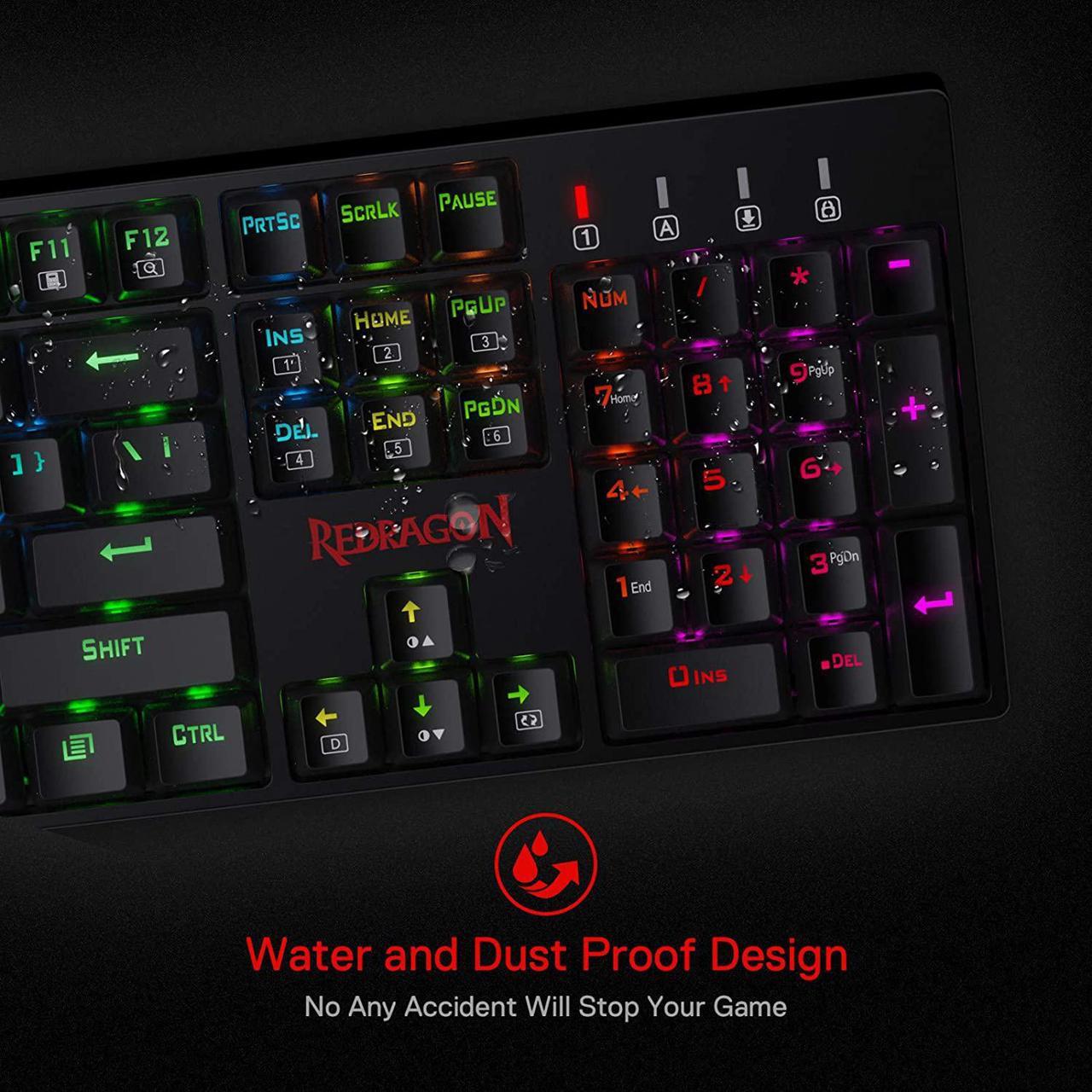 Alt view image 6 of 7 - Redragon K582 SURARA RGB LED Backlit Mechanical Gaming Keyboard with 104 Keys-Linear and Quiet-Red Switches