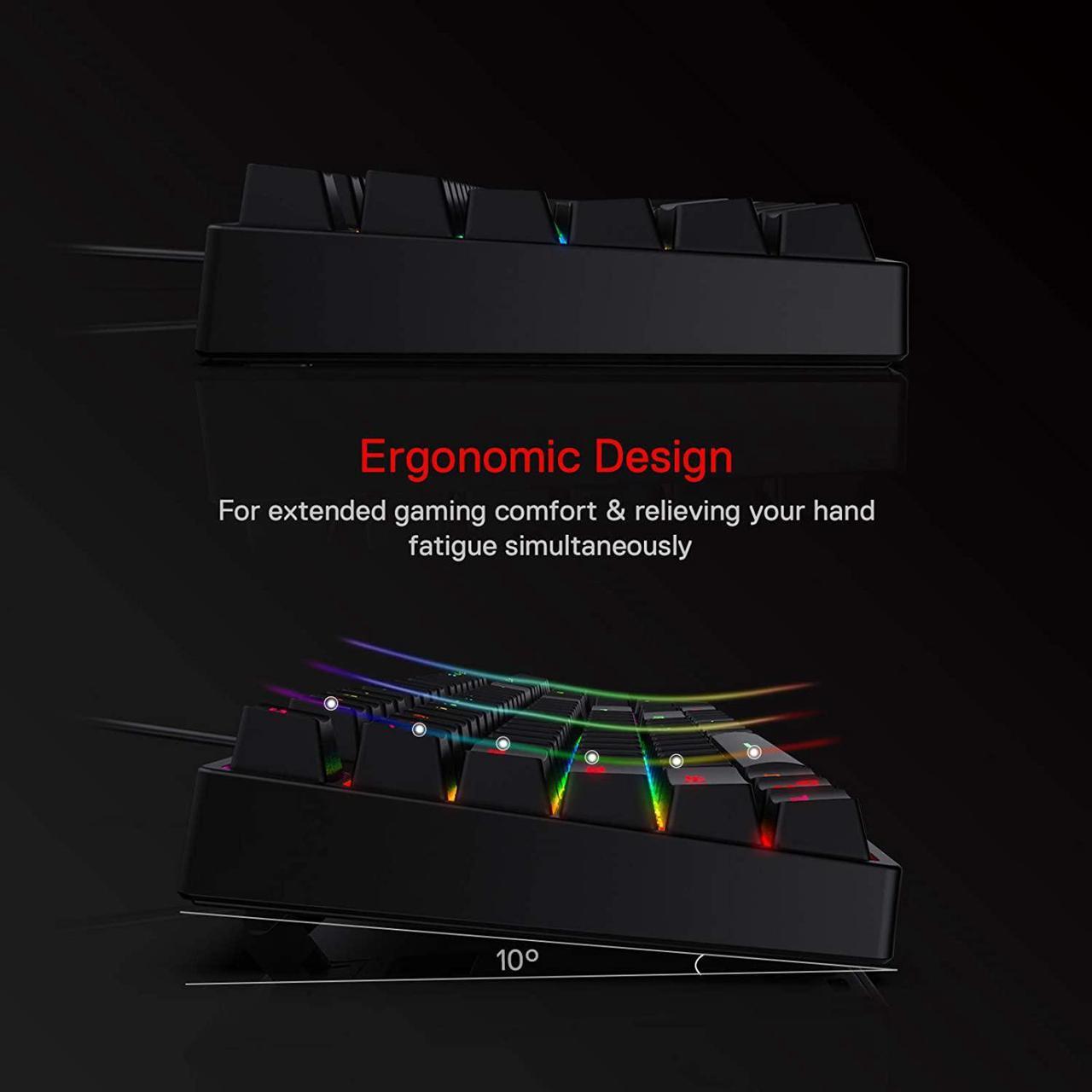 Alt view image 3 of 7 - Redragon K582 SURARA RGB LED Backlit Mechanical Gaming Keyboard with 104 Keys-Linear and Quiet-Red Switches