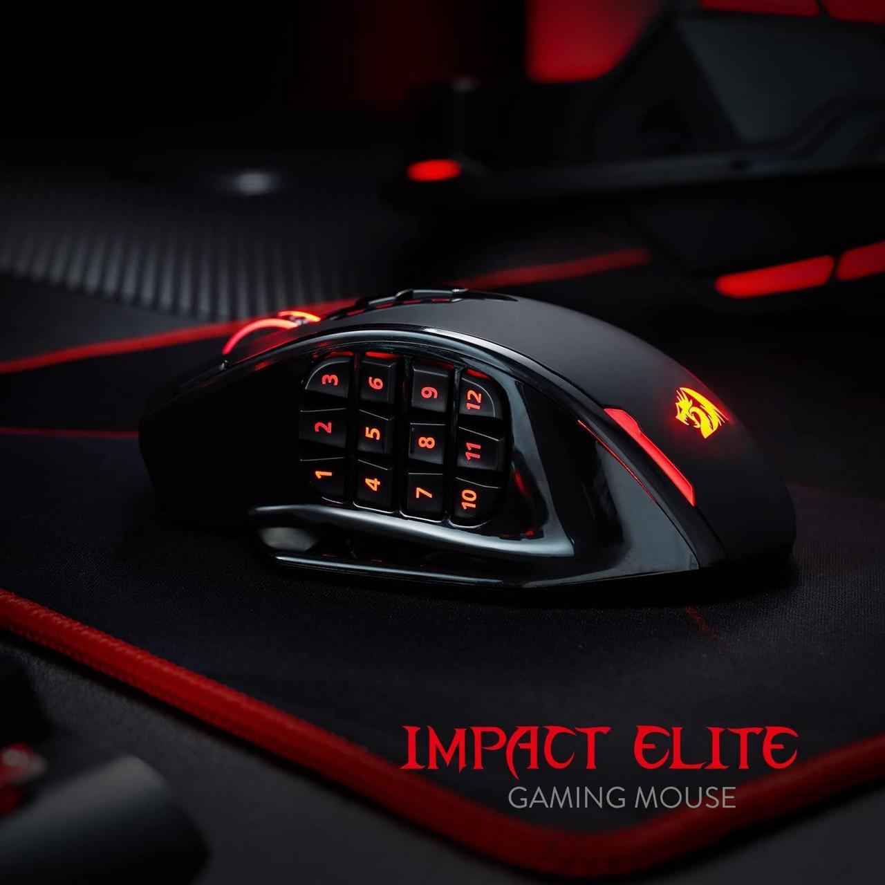 Alt view image 3 of 7 - Redragon M913 Impact Elite Wireless Gaming Mouse, 16000 DPI Wired/Wireless RGB Gamer Mouse with 16 Programmable Buttons, 45 Hr Battery and Pro Optical Sensor, 12 Side Buttons MMO Mouse