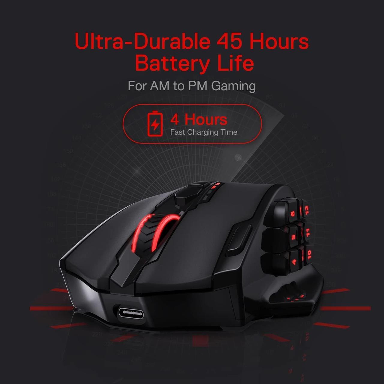 Alt view image 6 of 7 - Redragon M913 Impact Elite Wireless Gaming Mouse, 16000 DPI Wired/Wireless RGB Gamer Mouse with 16 Programmable Buttons, 45 Hr Battery and Pro Optical Sensor, 12 Side Buttons MMO Mouse
