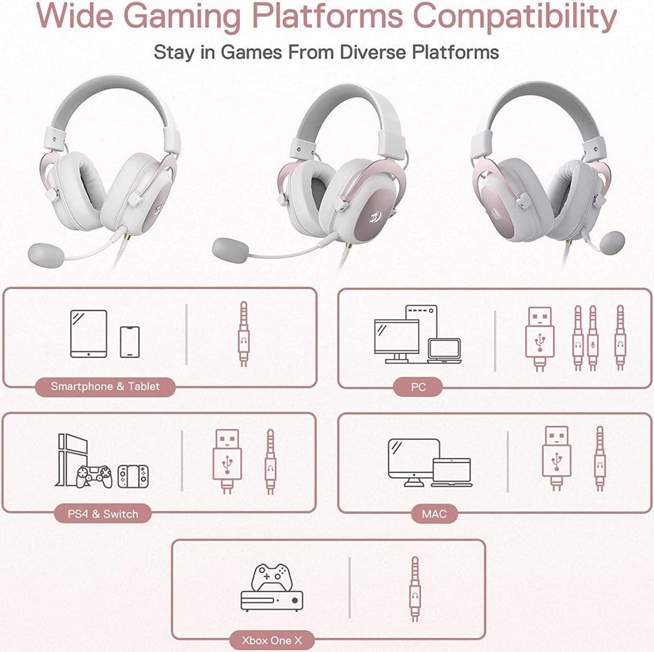 Alt view image 6 of 7 - Redragon H510 Zeus Wired Gaming Headset - 7.1 Surround Sound - Memory Foam Ear Pads - 53MM Drivers - Detachable Microphone - Multi Platforms Headphone - Works with PC, PS4/3 & Xbox One/Series X, NS