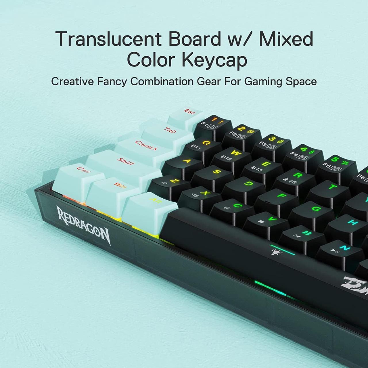 Alt view image 3 of 7 - Redragon K631 PRO SE 65% 3-Mode Wireless RGB Gaming Keyboard, 68 Keys Hot-Swappable Compact Mechanical Keyboard w/Hot-Swap Free-Mod PCB Socket & Translucent Board, Custom Quiet Linear Switch