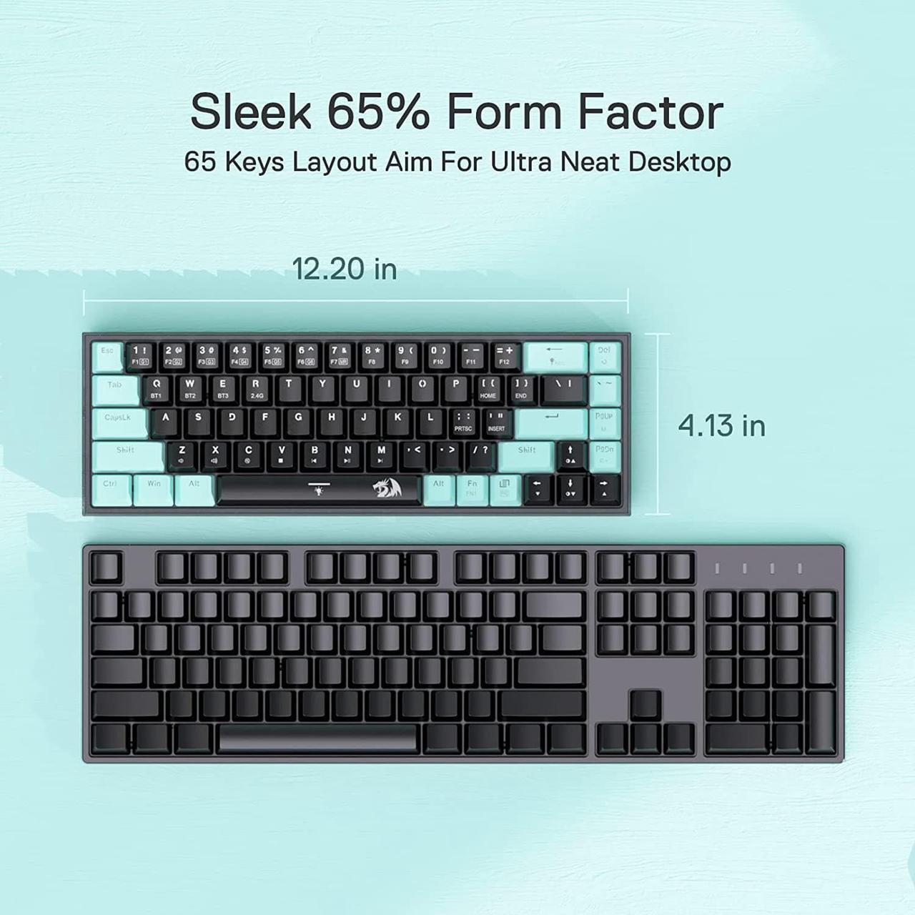 Alt view image 4 of 7 - Redragon K631 PRO SE 65% 3-Mode Wireless RGB Gaming Keyboard, 68 Keys Hot-Swappable Compact Mechanical Keyboard w/Hot-Swap Free-Mod PCB Socket & Translucent Board, Custom Quiet Linear Switch