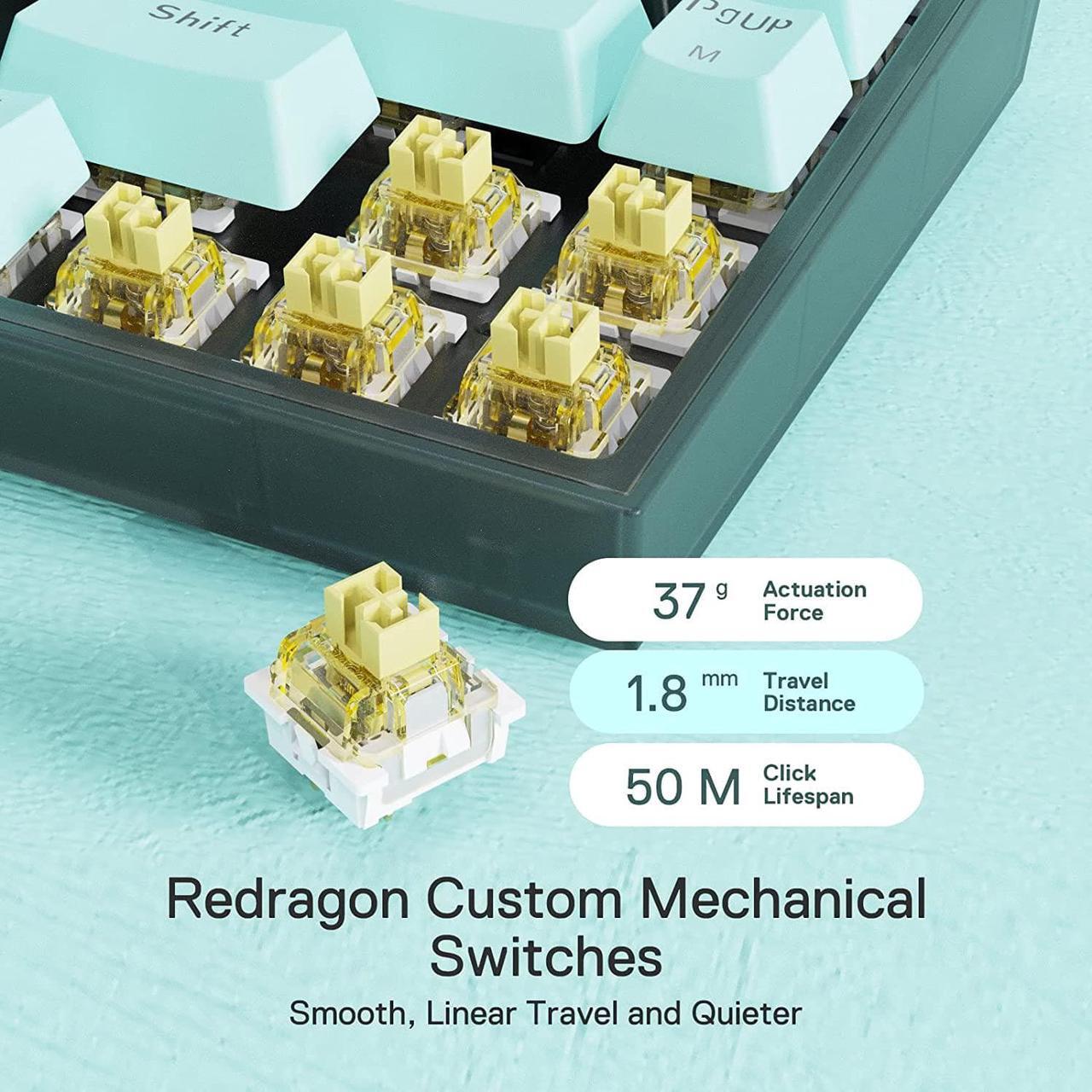 Alt view image 5 of 7 - Redragon K631 PRO SE 65% 3-Mode Wireless RGB Gaming Keyboard, 68 Keys Hot-Swappable Compact Mechanical Keyboard w/Hot-Swap Free-Mod PCB Socket & Translucent Board, Custom Quiet Linear Switch