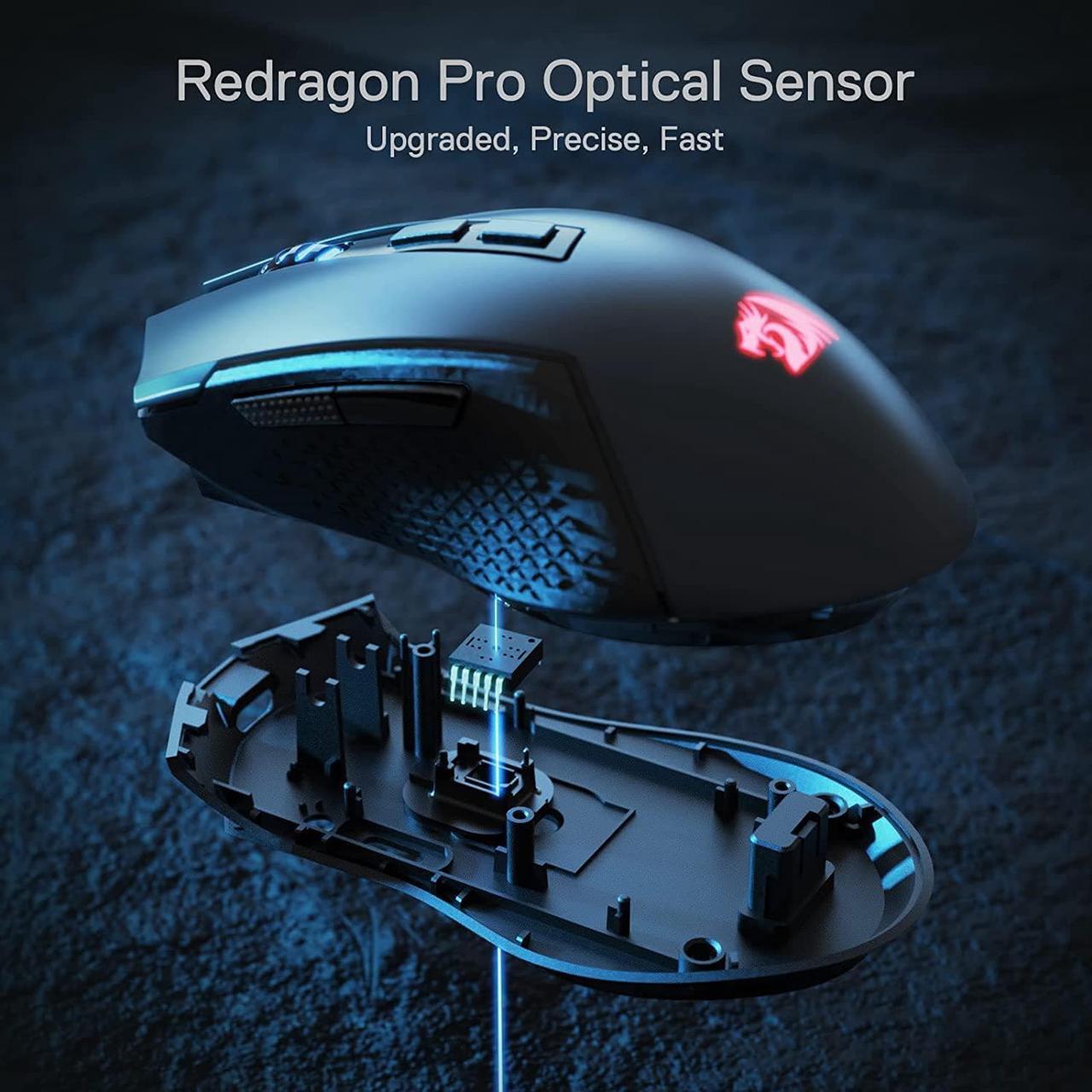 Alt view image 5 of 7 - Redragon M693 Wireless Bluetooth Gaming Mouse, 8000 DPI Wired/Wireless Gamer Mouse w/ 3-Mode Connection, BT & 2.4G Wireless, 7 Macro Buttons, Durable Power Capacity and RGB Backlight for PC/Mac/Laptop
