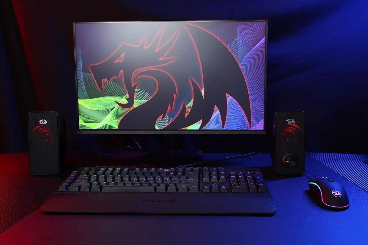 Alt view image 7 of 7 - Redragon GS500 Stentor PC Gaming Speaker, 2.0 Channel Stereo Desktop Computer Speaker with Red Backlight, Quality Bass and Crystal Clear Sound, USB Powered with a 3.5mm Connector
GS500