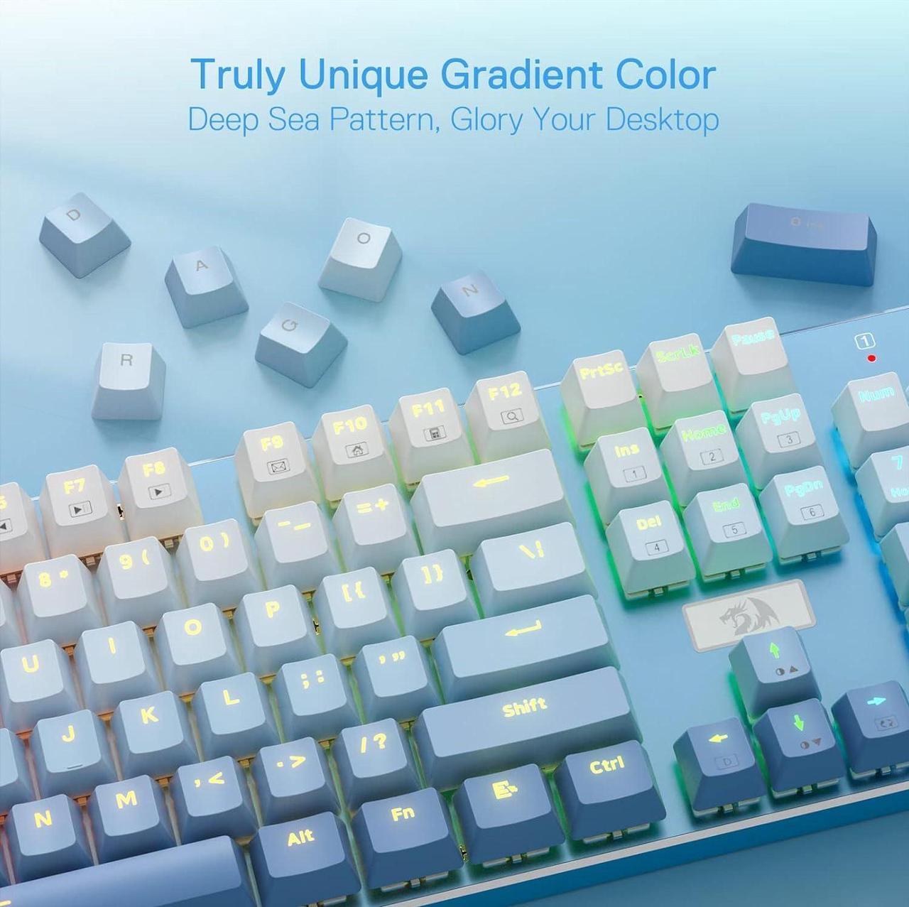 Alt view image 5 of 7 - Redragon K556 SE RGB LED Backlit Wired Mechanical Gaming Keyboard, Aluminum Base, 104 Keys Upgraded Socket, 3.5mm Sound Absorbing Foams, Hot-Swap Linear Quiet Red Switch, Gradient Blue