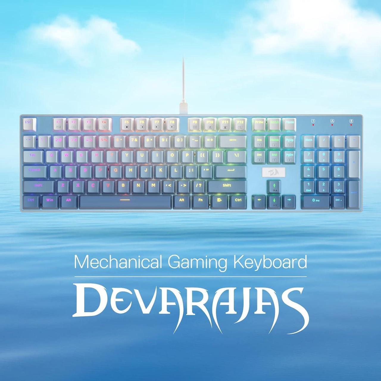 Alt view image 2 of 7 - Redragon K556 SE RGB LED Backlit Wired Mechanical Gaming Keyboard, Aluminum Base, 104 Keys Upgraded Socket, 3.5mm Sound Absorbing Foams, Hot-Swap Linear Quiet Red Switch, Gradient Blue