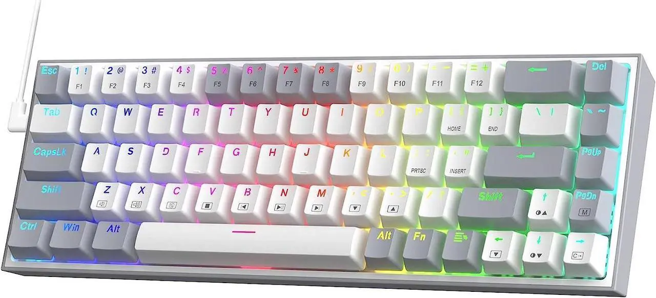 Alt view image 7 of 7 - Redragon K631 Gery 65% Wired RGB Gaming Keyboard, 68 Keys Compact Mechanical Keyboard w/100% Hot-Swap Socket, Free-Mod Plate Mounted PCB & Dedicated Arrow Keys, Quiet Red Switch