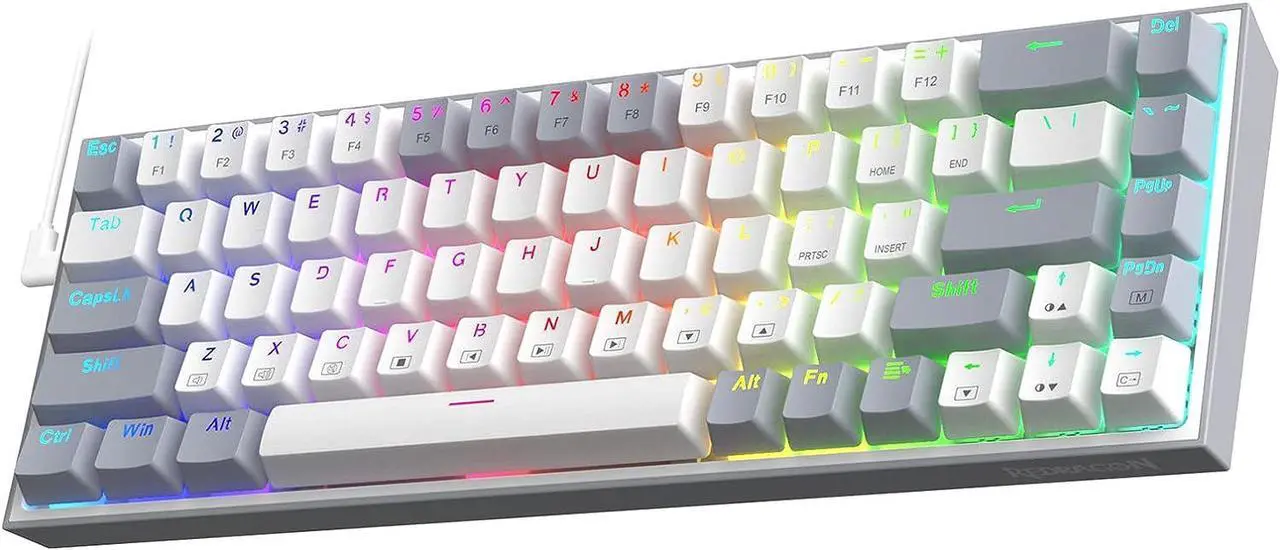 Main image of Redragon K631 Gery 65% Wired RGB Gaming Keyboard, 68 Keys Compact Mechanical Keyboard w/100% Hot-Swap Socket, Free-Mod Plate Mounted PCB & Dedicated Arrow Keys, Quiet Red Switch
