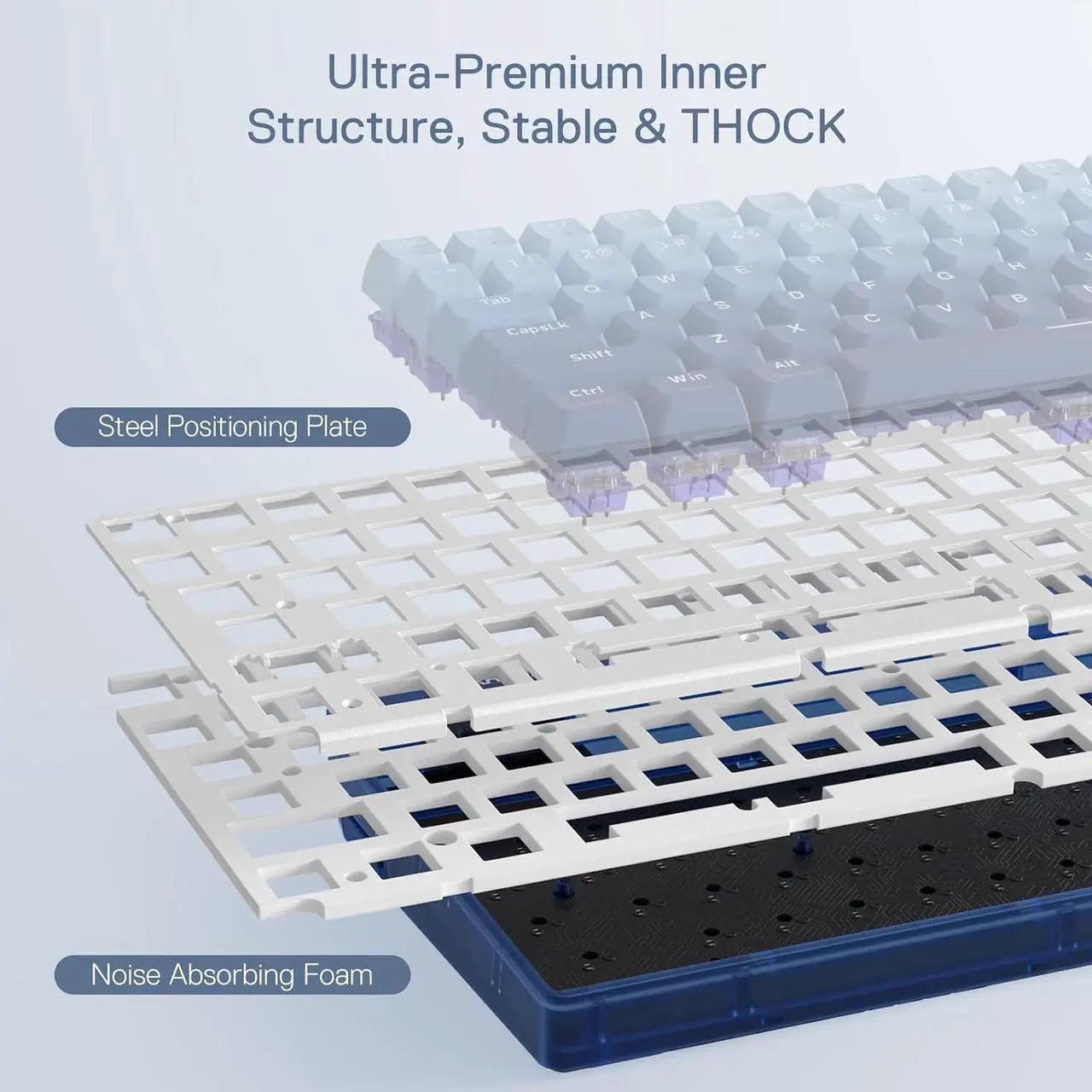 Alt view image 2 of 7 - Redragon K656 PRO 3-Mode Wireless RGB Gaming Keyboard, 100 Keys Mechanical Keyboard w/Translucent Board, Hot-Swappable Socket, Sound Absorbing Foam & Custom Tactile Switch, Gradient BlueMade