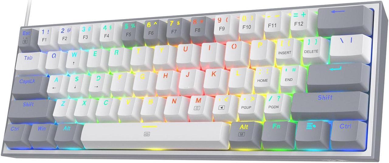 Main image of Redragon K617 Fizz 60% Wired RGB Gaming Keyboard, 61 Keys Compact Mechanical Keyboard w/White and Grey Color Keycaps, Linear Red Switch, Pro Driver/Software Supported