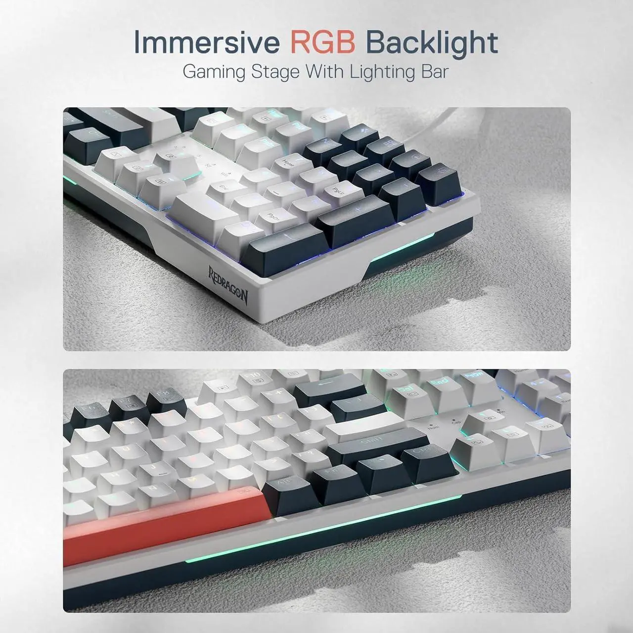 Alt view image 2 of 7 - Redragon K668 RGB Gaming Keyboard, 108 Keys Wired Mechanical Keyboard w/Extra 4 Hotkeys, Sound Absorbing Foams, Upgraded Hot-swappable Socket, Mixed Color Keycaps x 2 Sets, Red Switch