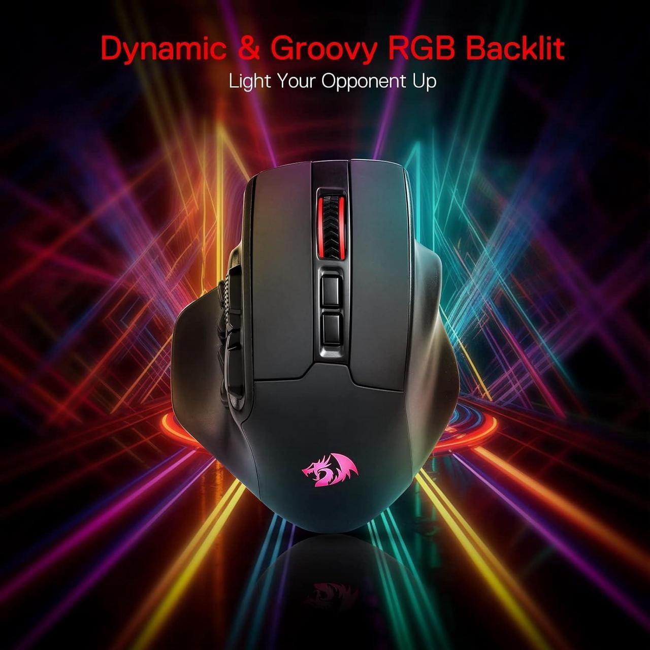 Alt view image 6 of 6 - Redragon M811 PRO Wireless MMO Gaming Mouse, 15 Programmable Buttons RGB Gamer Mouse w/Ergonomic Natural Grip Build, 10 Side Macro Keys, Software Supports DIY Keybinds & Backlit