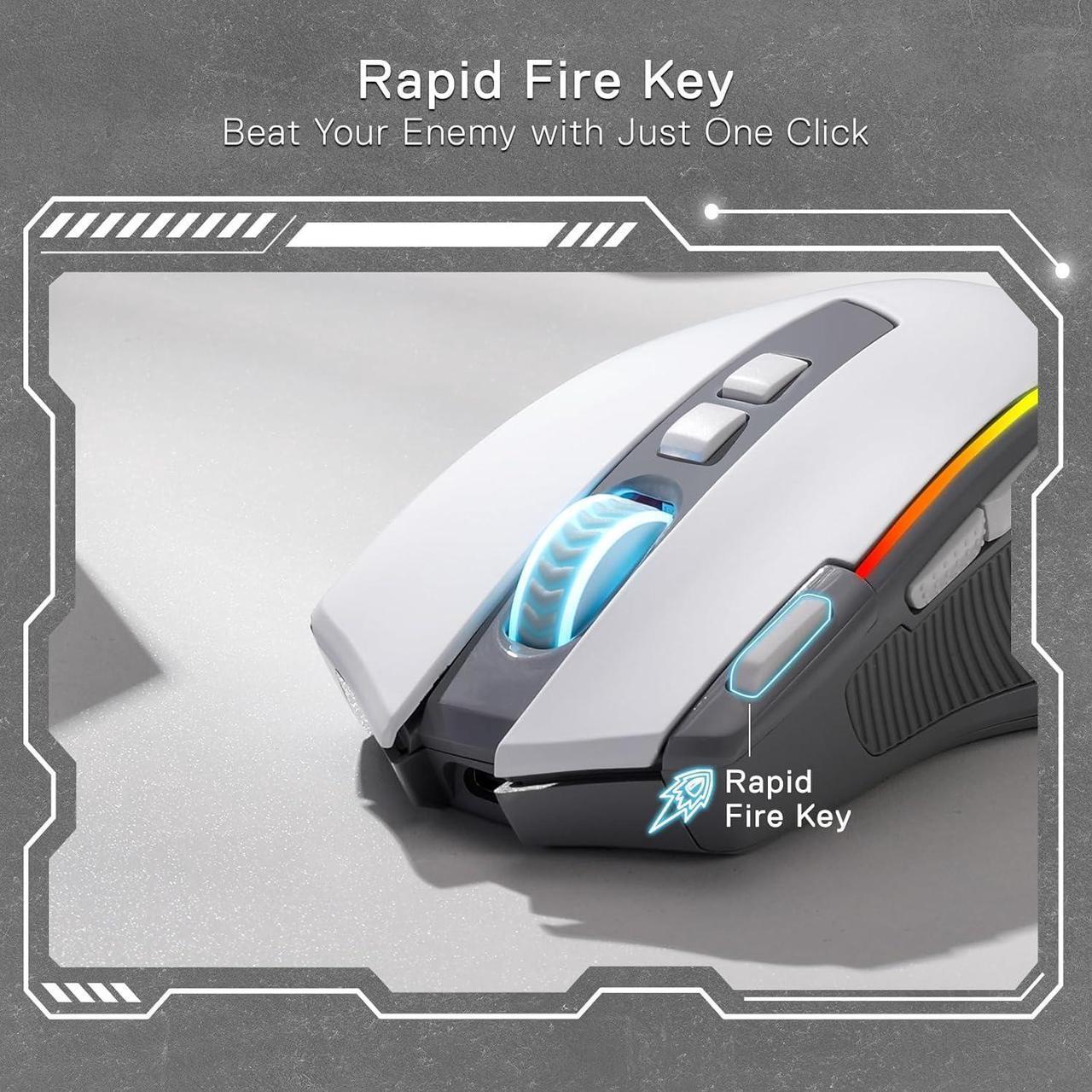 Alt view image 2 of 7 - Redragon M612 PRO RGB Gaming Mouse, 8000 DPI BT Wired/Wireless Optical Gamer Mouse 9 Programmable Buttons & 7 Backlit Modes,Software Supports DIY Keybinds Rapid Fire Button,Gray