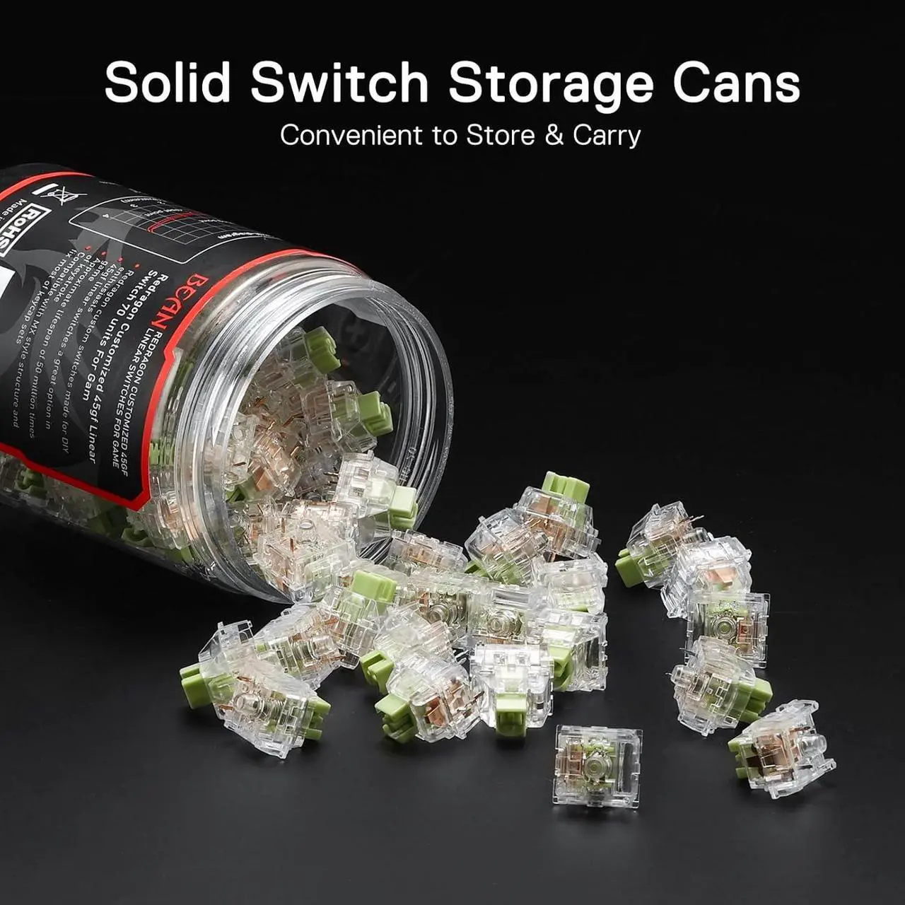 Alt view image 3 of 7 - Redragon Bean A120 Soft Linear Mechanical Switch, 3-Pin Plate Mounted Quiet Linear Equivalent, Hot-Swappable DIY Keyboard Switch Mod, 50 Million Click(70 pcs Switches, Keycap + Switch Puller)