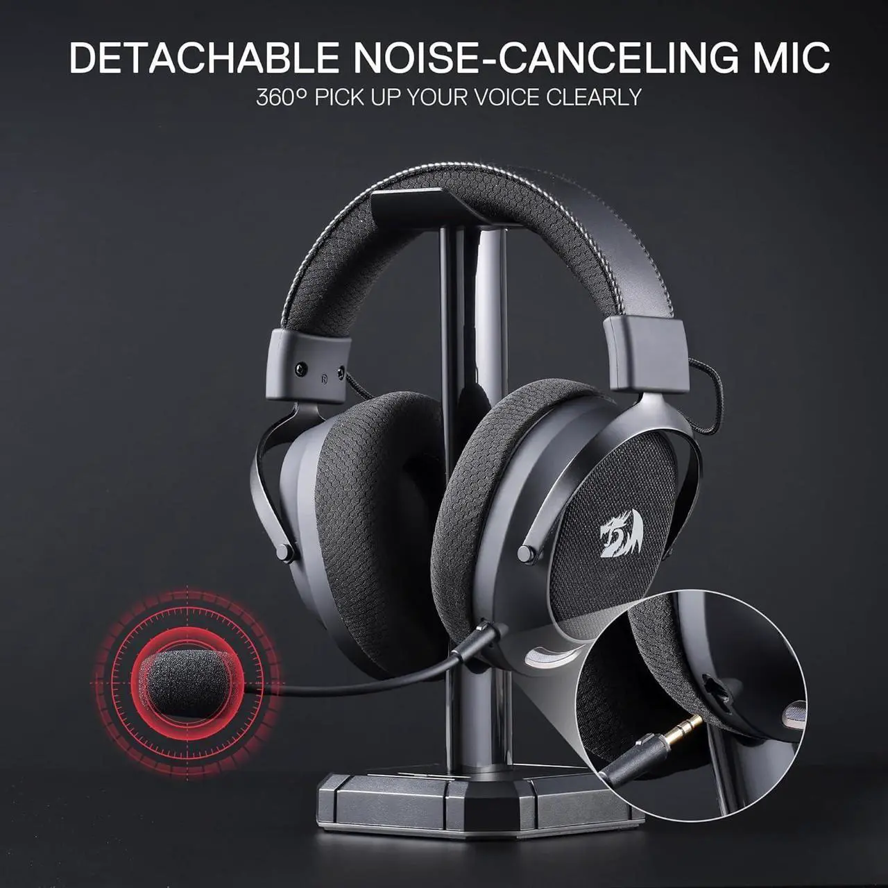 Alt view image 2 of 7 - Redragon H858 3-Mode Wireless Gaming Headset, 7.1 Surround Sound, 53 mm Drivers, Memory Foam Ear Pads, Detachable Noise-canceling Microphone, Over-Ear Headphones Works for Mobile, PC/PS5/NS