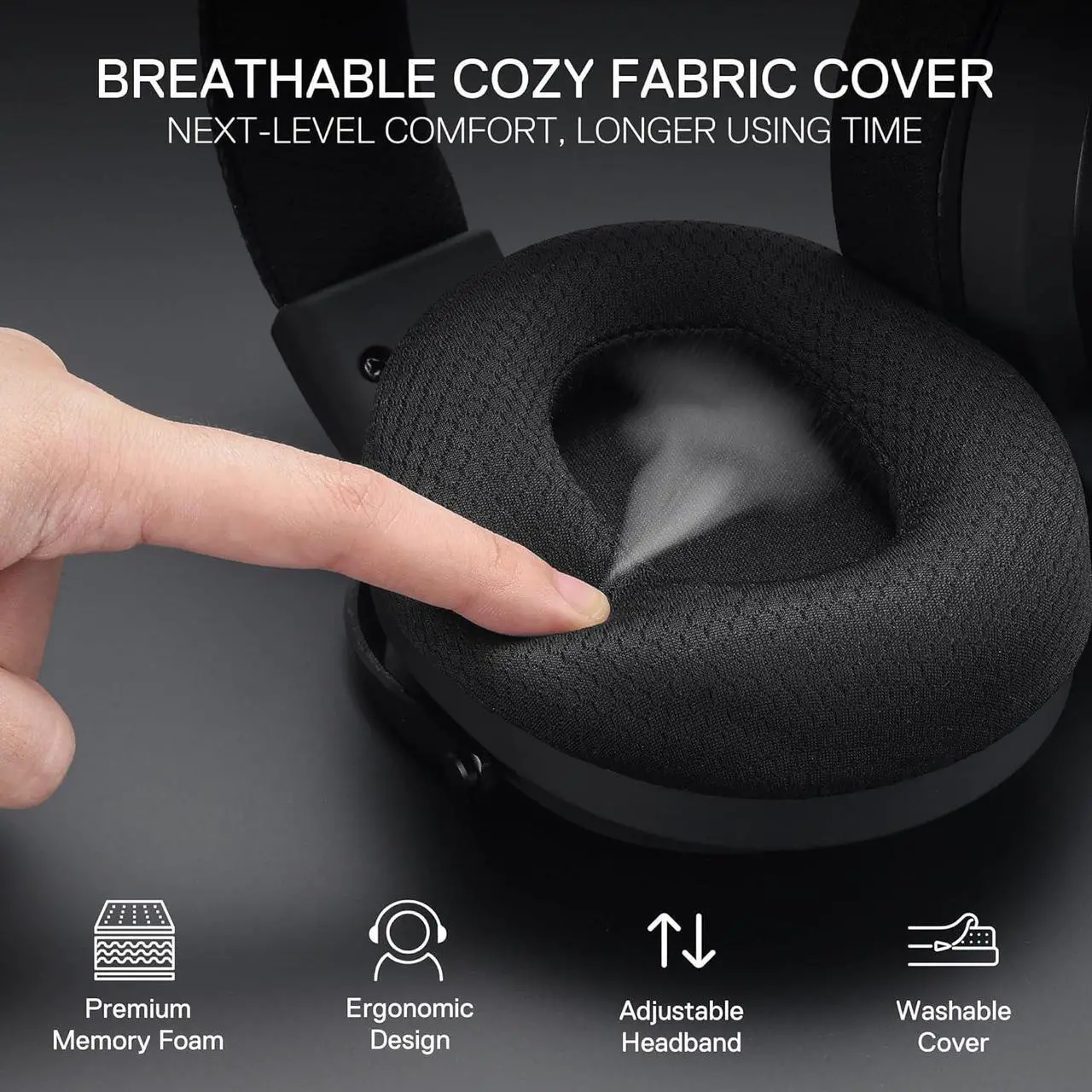 Alt view image 5 of 7 - Redragon H858 3-Mode Wireless Gaming Headset, 7.1 Surround Sound, 53 mm Drivers, Memory Foam Ear Pads, Detachable Noise-canceling Microphone, Over-Ear Headphones Works for Mobile, PC/PS5/NS