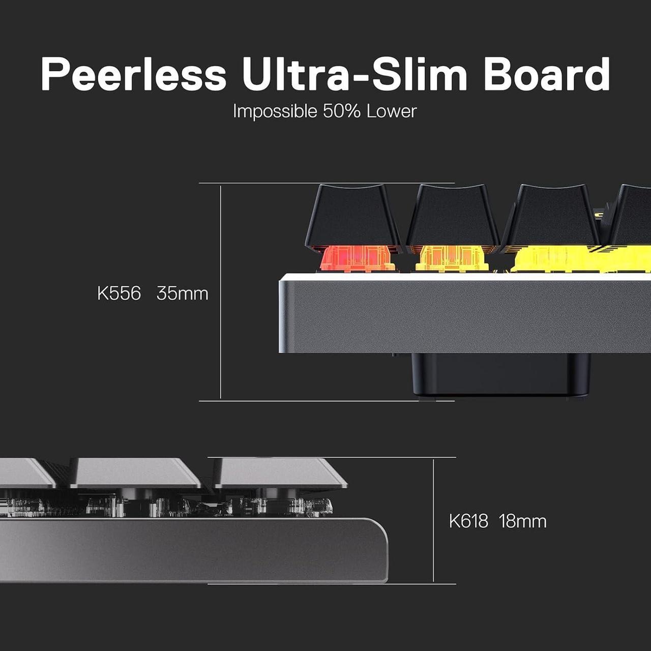 Alt view image 7 of 7 - Redragon K618 PRO 3-Mode Wireless RGB Mechanical Keyboard, BT/2.4Ghz/Wired Low Profile Win/Mac Gaming Keyboard w/Ultra-Thin Design, Dedicated Media Control & Tactile Blue Switch