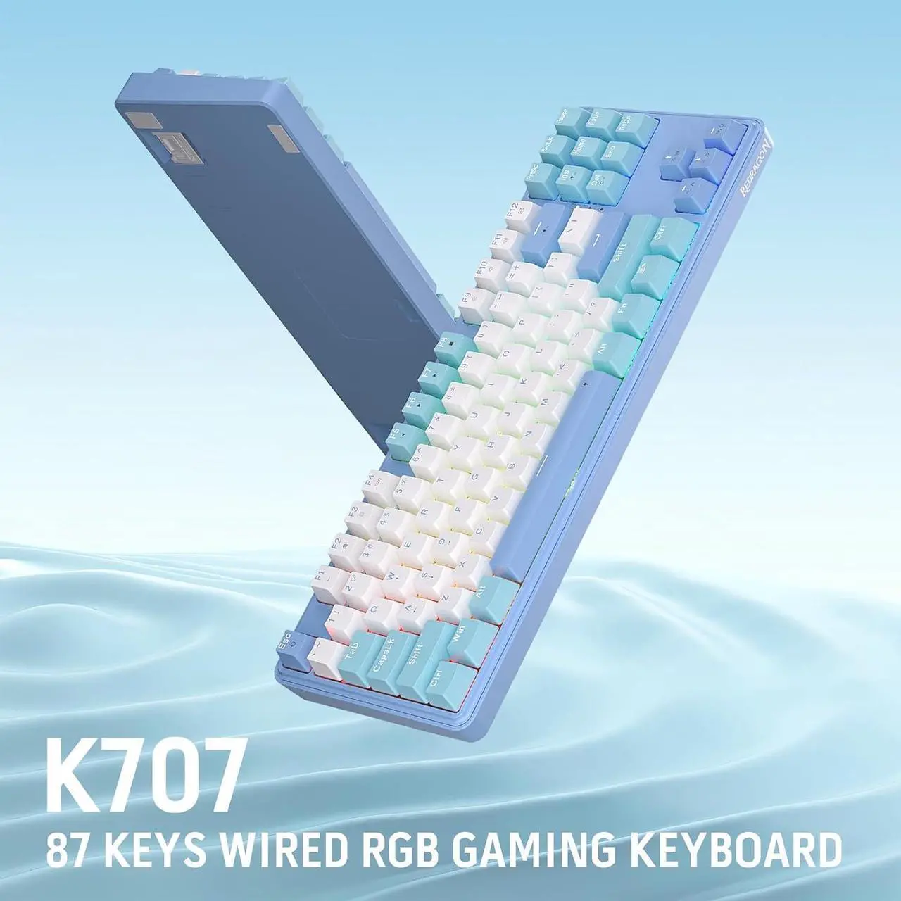 Alt view image 5 of 7 - Redragon K707 80% Wired Gasket RGB Gaming Keyboard, 3-Modes 87 Keys TKL Mechanical Keyboard w/Hot-Swap Socket, Mixed Color Keycaps & 4-Layer Noise Dampening, Custom Linear Switch