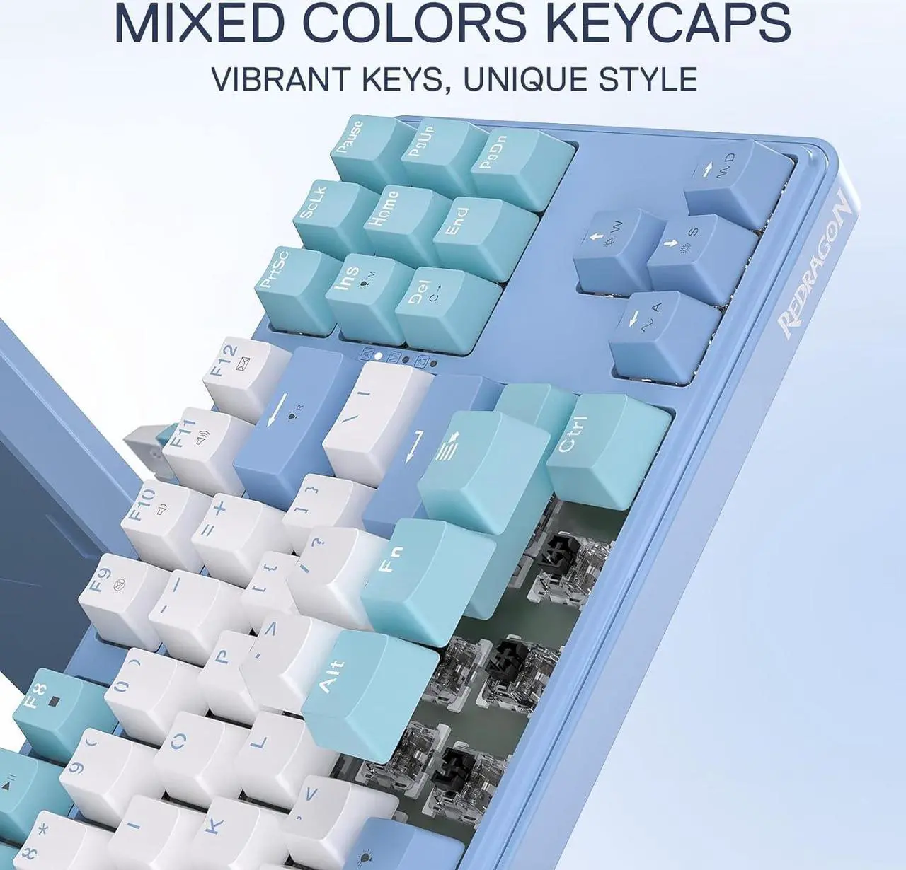 Alt view image 4 of 7 - Redragon K707 80% Wired Gasket RGB Gaming Keyboard, 3-Modes 87 Keys TKL Mechanical Keyboard w/Hot-Swap Socket, Mixed Color Keycaps & 4-Layer Noise Dampening, Custom Linear Switch
