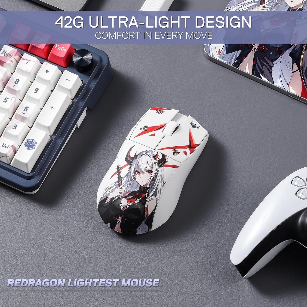 Alt view image 4 of 7 - Redragon M916AK PRO 3-Mode Anime Gaming Mouse, 42G Ultra-Light 26K DPI Gaming Mouse w/Ergonomic Natural Grip Build, Full Programmable Buttons, Software Supports DIY Keybinds & DPI
