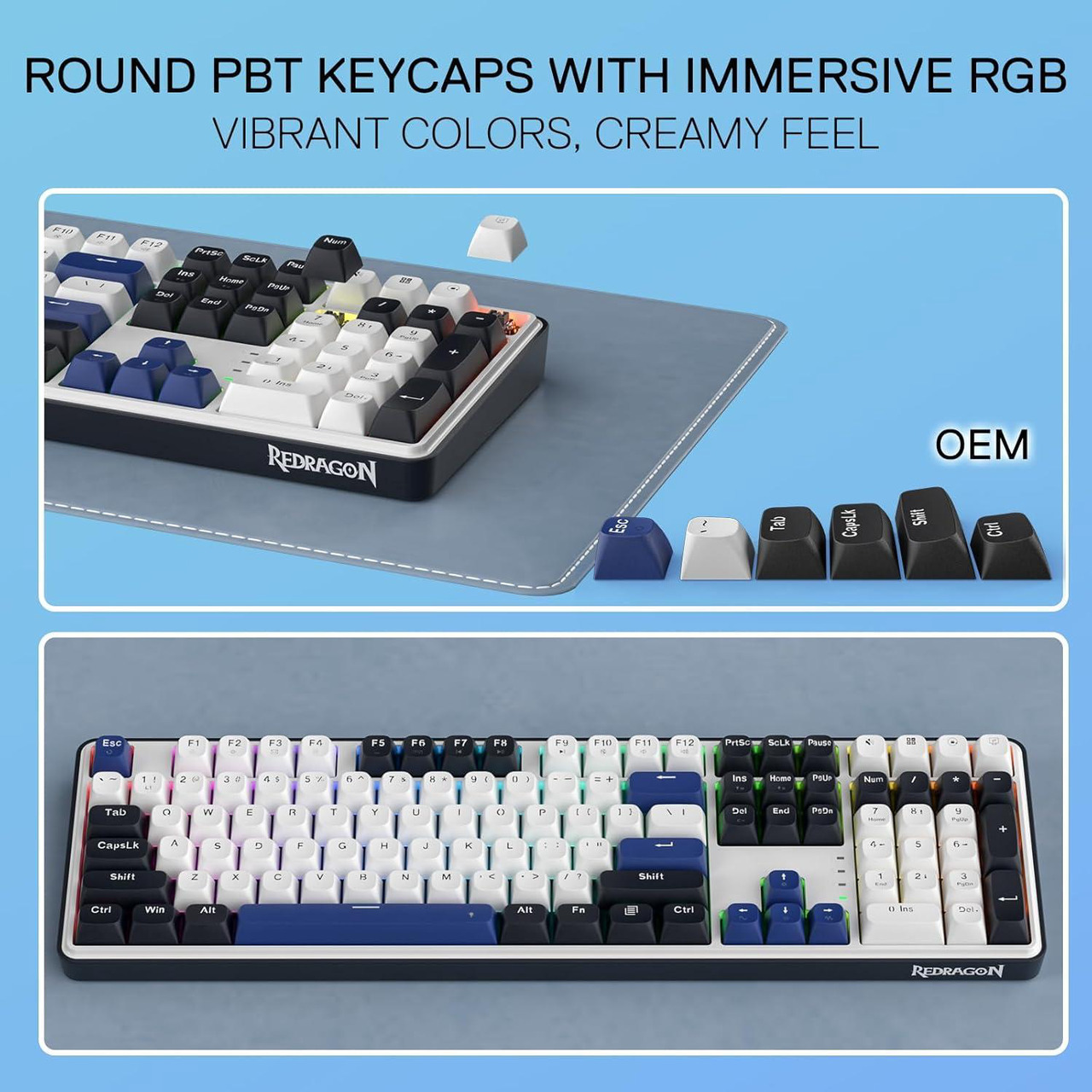 Open Box: Redragon K689 Wired Gasket RGB Gaming Keyboard, 108 Keys Mechanical Keyboard w/Extra 4 Hotkeys, Upgraded Hot-swappable Socket, 3-Layer Noise Dampening, Mixed Color Keycaps, Custom Linear Switch - Newegg.com - Open Box condition - Image 10