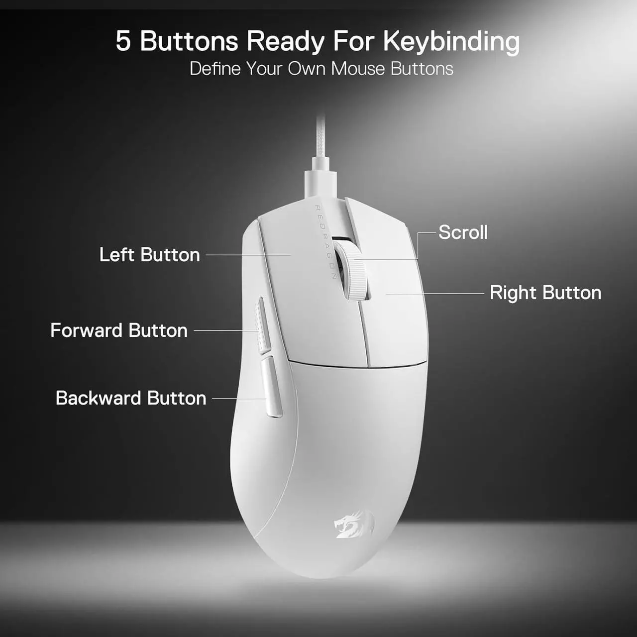 Alt view image 7 of 7 - Redragon M996 Wired 8K Polling Rate Gaming Mouse, 42G Ultra-Light 26,000 Max DPI Gaming Mouse w/Ergonomic Natural Grip Build, Full Programmable Buttons, Software Supports DIY Keybinds & DPI