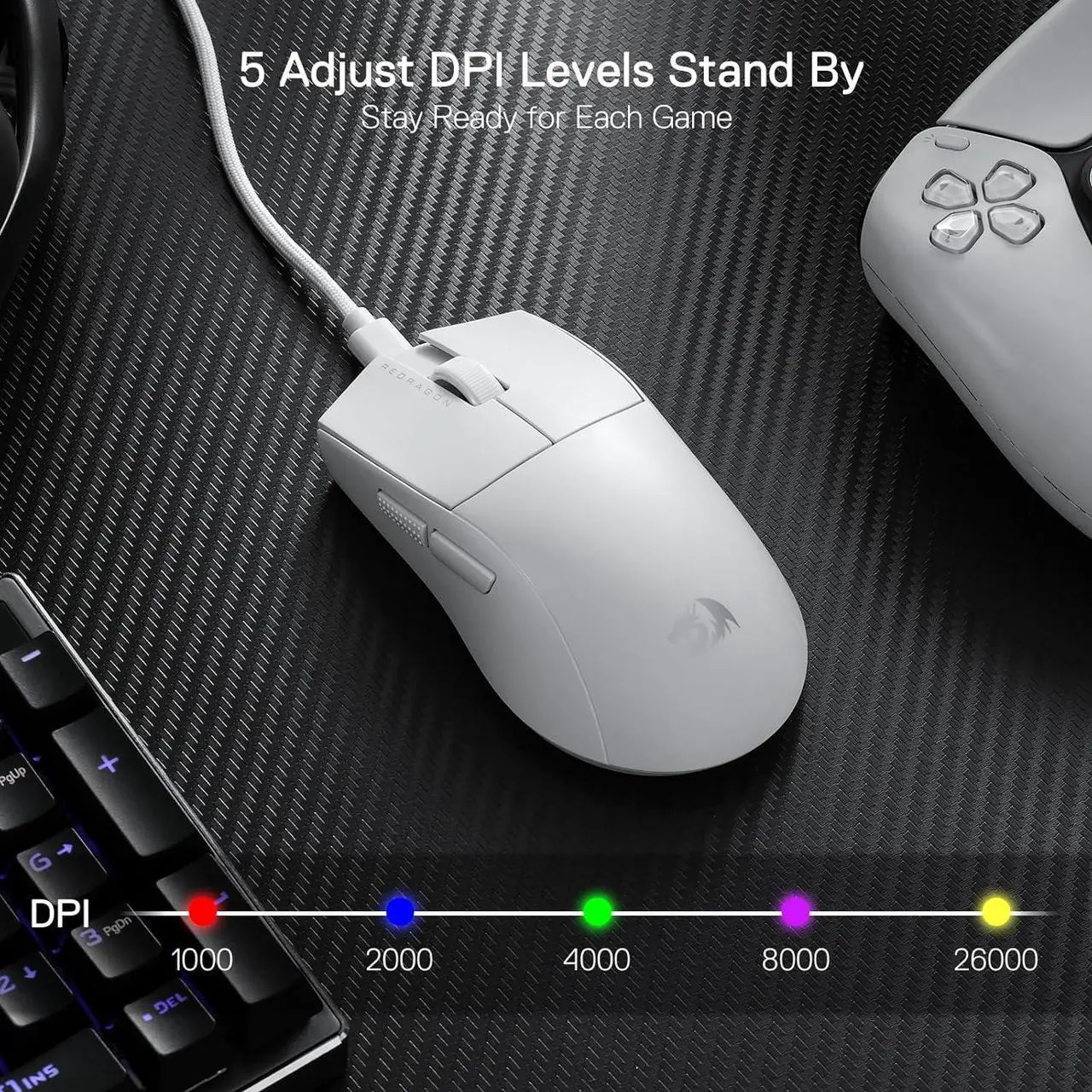 Alt view image 5 of 7 - Redragon M996 Wired 8K Polling Rate Gaming Mouse, 42G Ultra-Light 26,000 Max DPI Gaming Mouse w/Ergonomic Natural Grip Build, Full Programmable Buttons, Software Supports DIY Keybinds & DPI