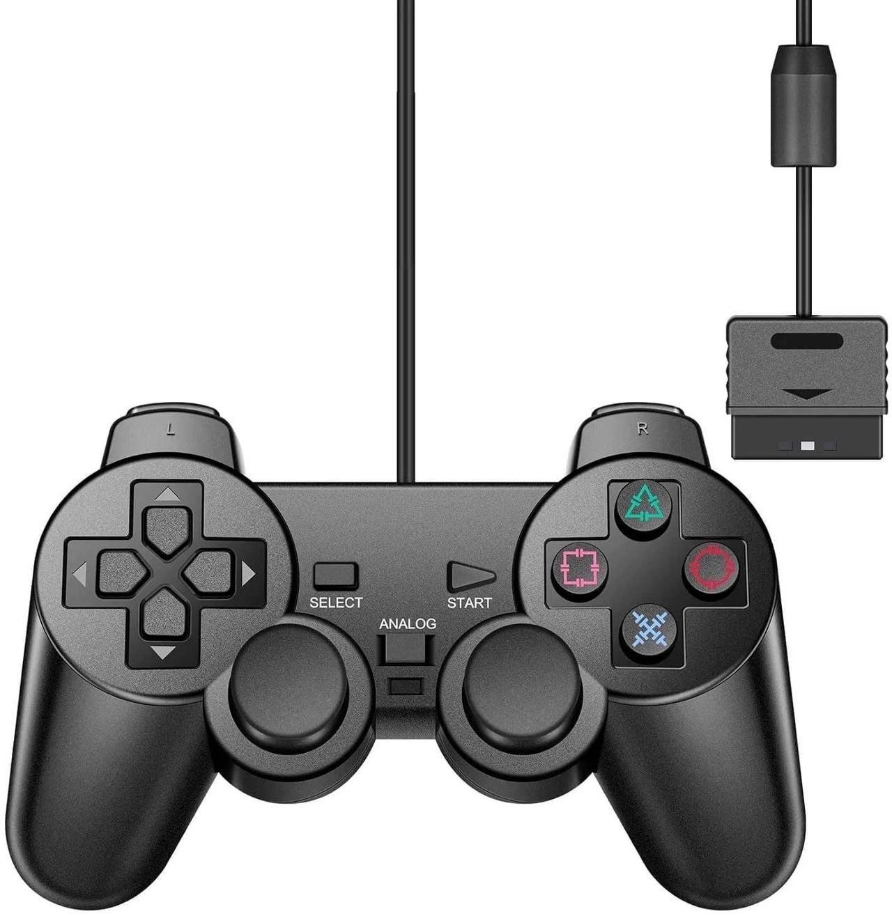 Main image of RetroFam Dualshock Wired PS2 Controller Compatible for PlayStation 2, Black