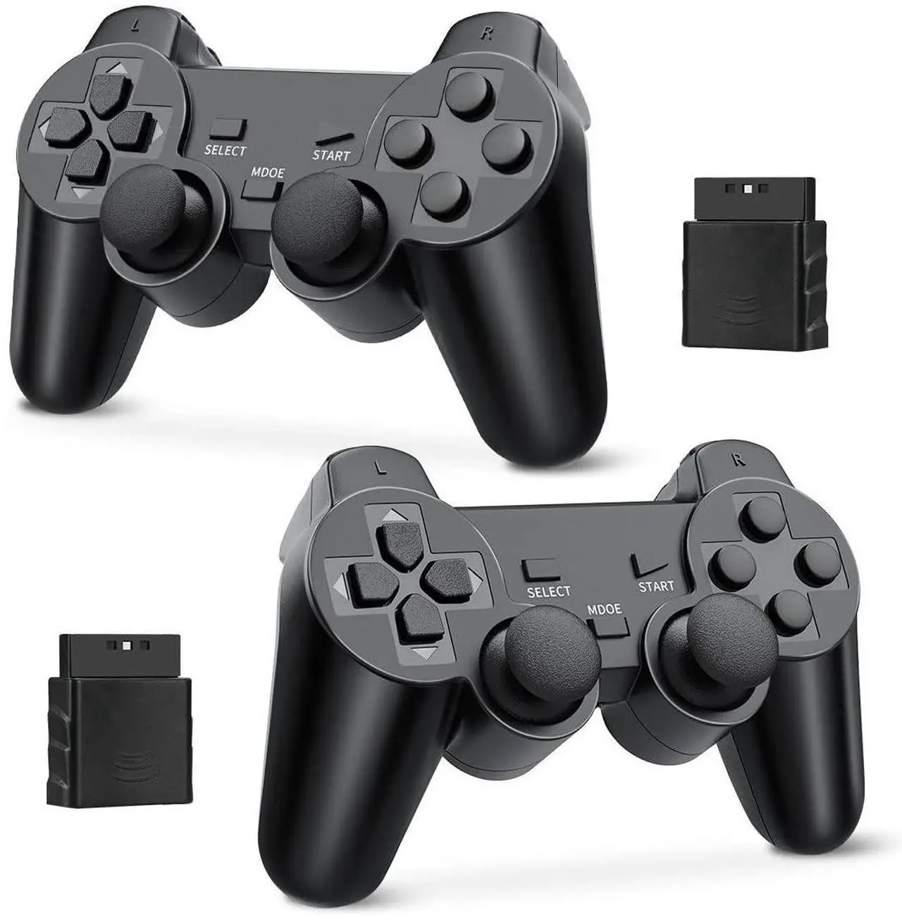 Alt view image 4 of 6 - RetroFam Wireless PS2 Controller 2-Pack for PlayStation 2 Console, Black - Consumer Electronics