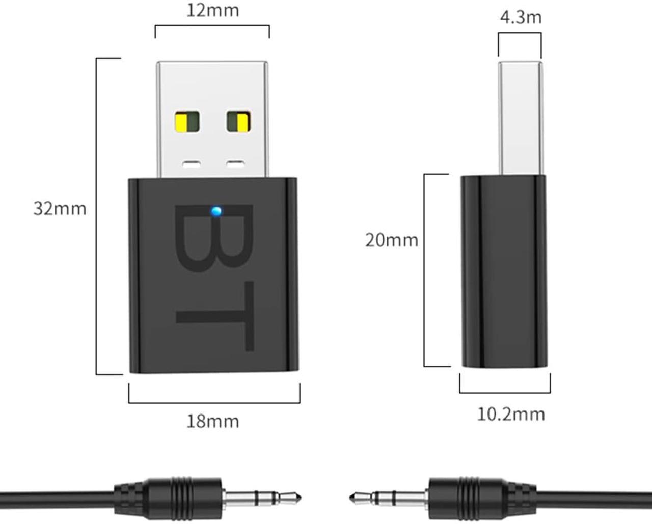 Alt view image 6 of 6 - USB Dongle Bluetooth-compatible 5.0 Audio Receiver Transmitter 2 in 1 3.5mm Jack AUX USB Wireless Adapter for TV Car PC