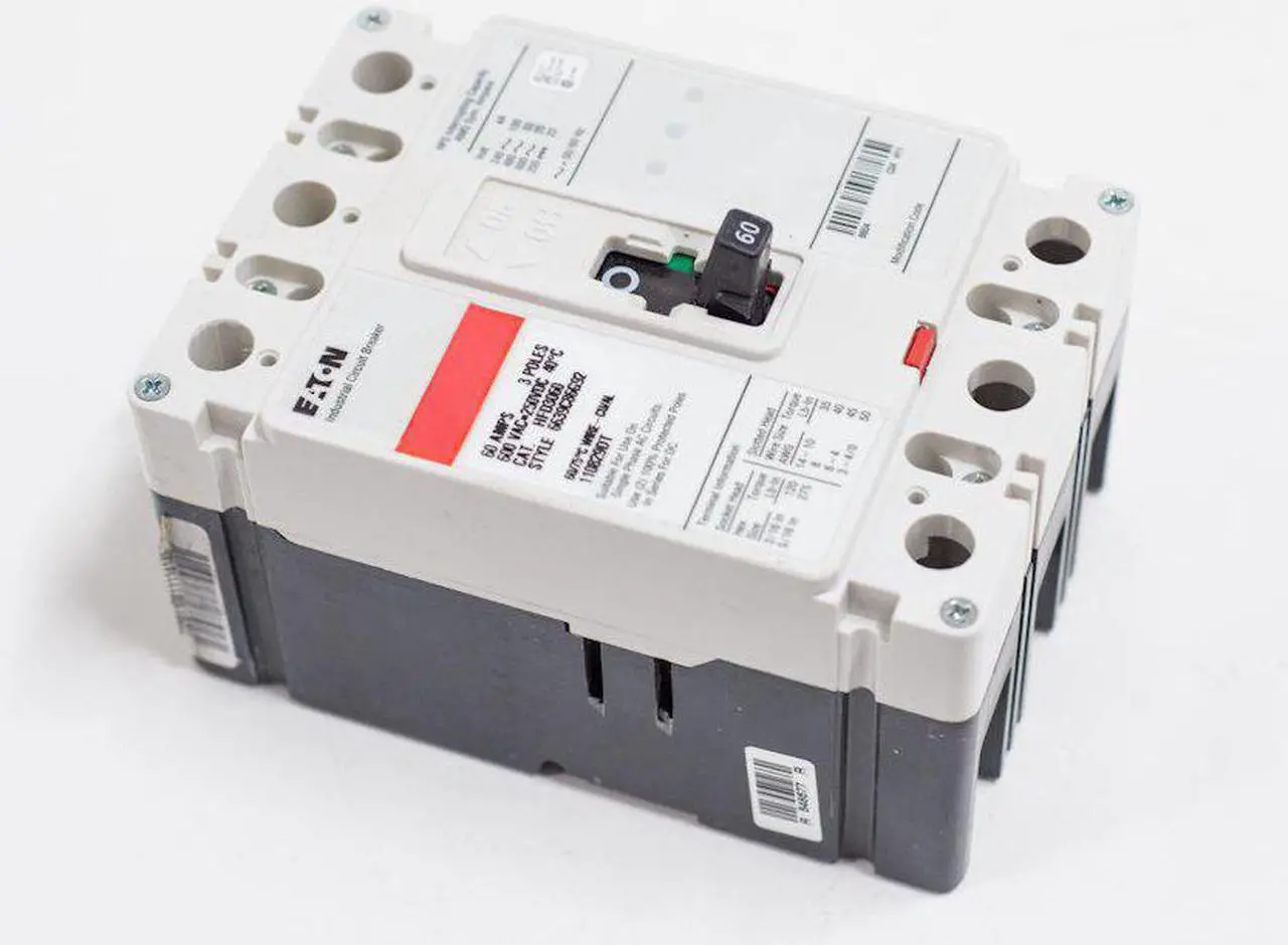 Main image of Eaton HFD3060 Panel Mount Type HFD Molded Case Circuit Breaker 3-Pole 60-Amp 600-Volt AC 250-Volt DC