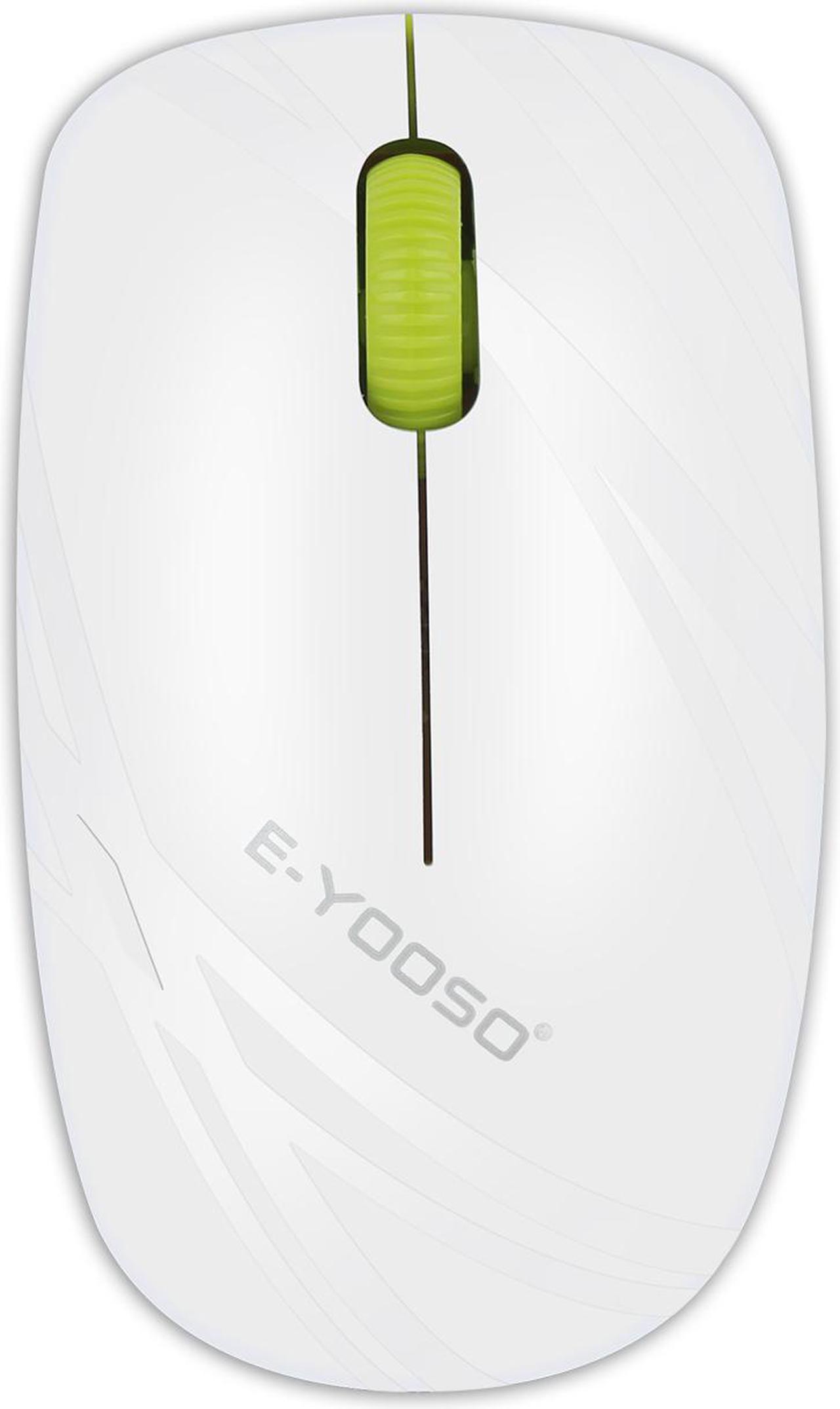 E-YOOSO E-1070 2.4GHz Wireless Optical Mouse, IR light tracing, 2.4GHz wireless, Adjustable CPI, Wide operating range, Long battery life, for PC/Laptop (White-Green)