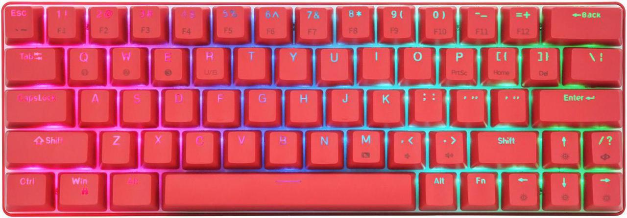 CQ63 60% Compact RGB Wireless Mechanical Gaming Keyboard, Bluetooth 5.0, Blue Switches, Wired Keyboard 63 Keys for PC Tablet Laptop Cell Phone, Red