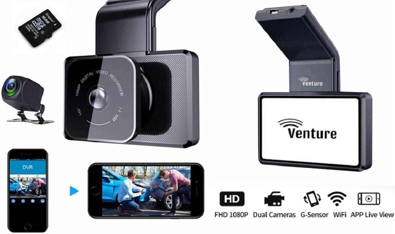 (2021) Venture 1080P Car DVR Camera WIFI Speed N GPS Dashcam FHD 1080P Dash Cam 24H Parking Monitor car registrar Night Vision (FREE SD CARD 32 GB )