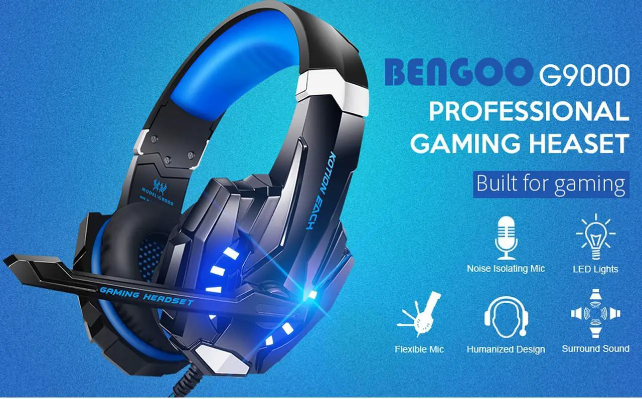 Alt view image 6 of 7 - G9000 Stereo Gaming Headset for PS4 PC Xbox One PS5 Controller, Noise Cancelling Over Ear Headphones with Mic, LED Light, Bass Surround, Soft Memory Earmuffs for Laptop Mac Nintendo NES Games