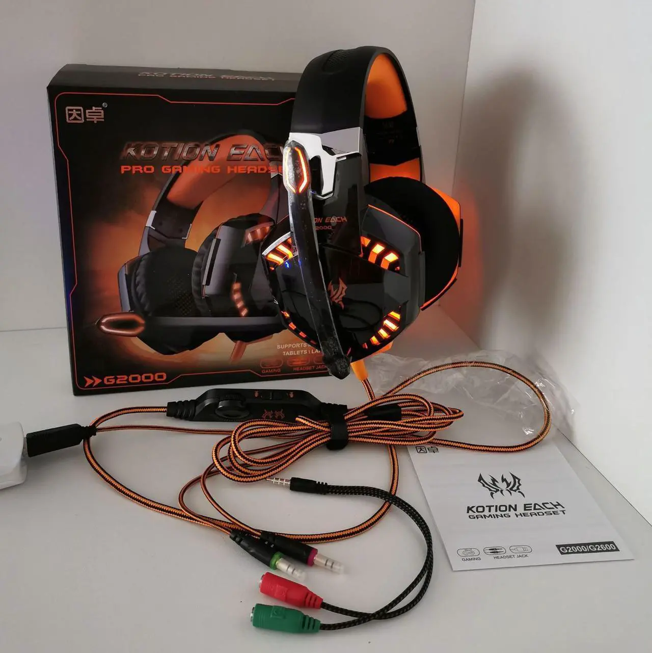 Alt view image 7 of 7 - G2000 Gaming Headset, Surround Stereo Gaming Headphones with Noise Cancelling Mic, LED Lights & Soft Memory Earmuffs for PS5, PS4, Xbox One, Nintendo Switch, PC Mac Computer Games