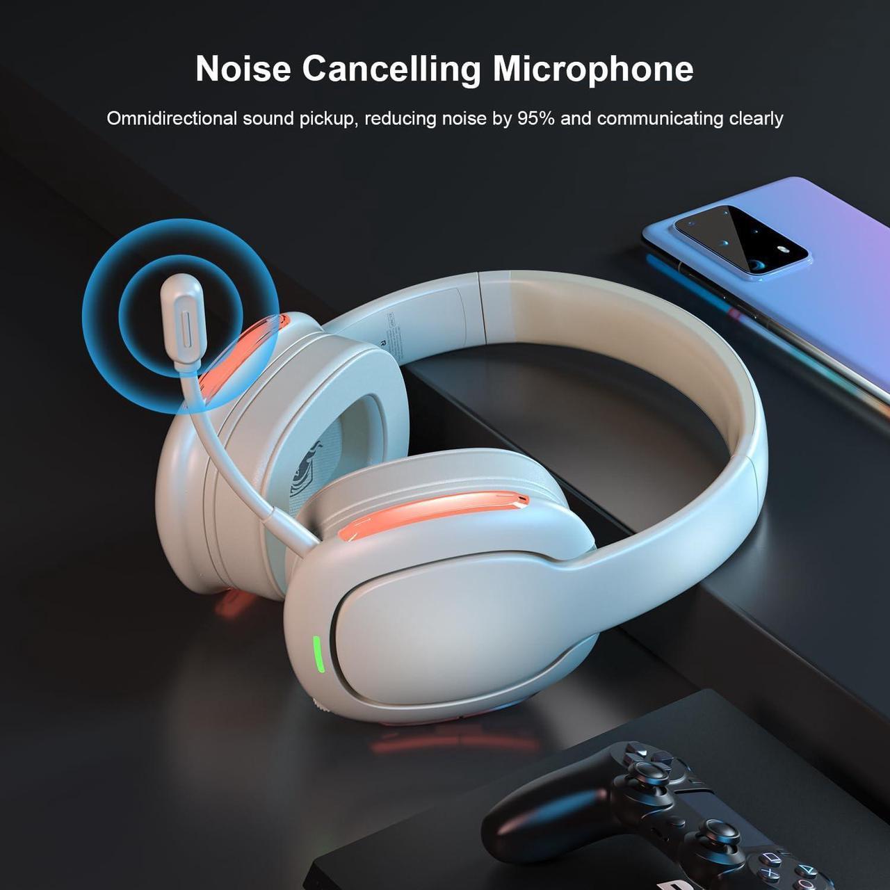Alt view image 2 of 7 - Wireless Gaming Headset, 2.4GHz Wireless Headset for PC, PS4/PS5, Nintendo Switch, LongBattery Up to 30h, 7.1 Surround Sound, Detachable Microphone, 3.5mm Wired Jack for Xbox