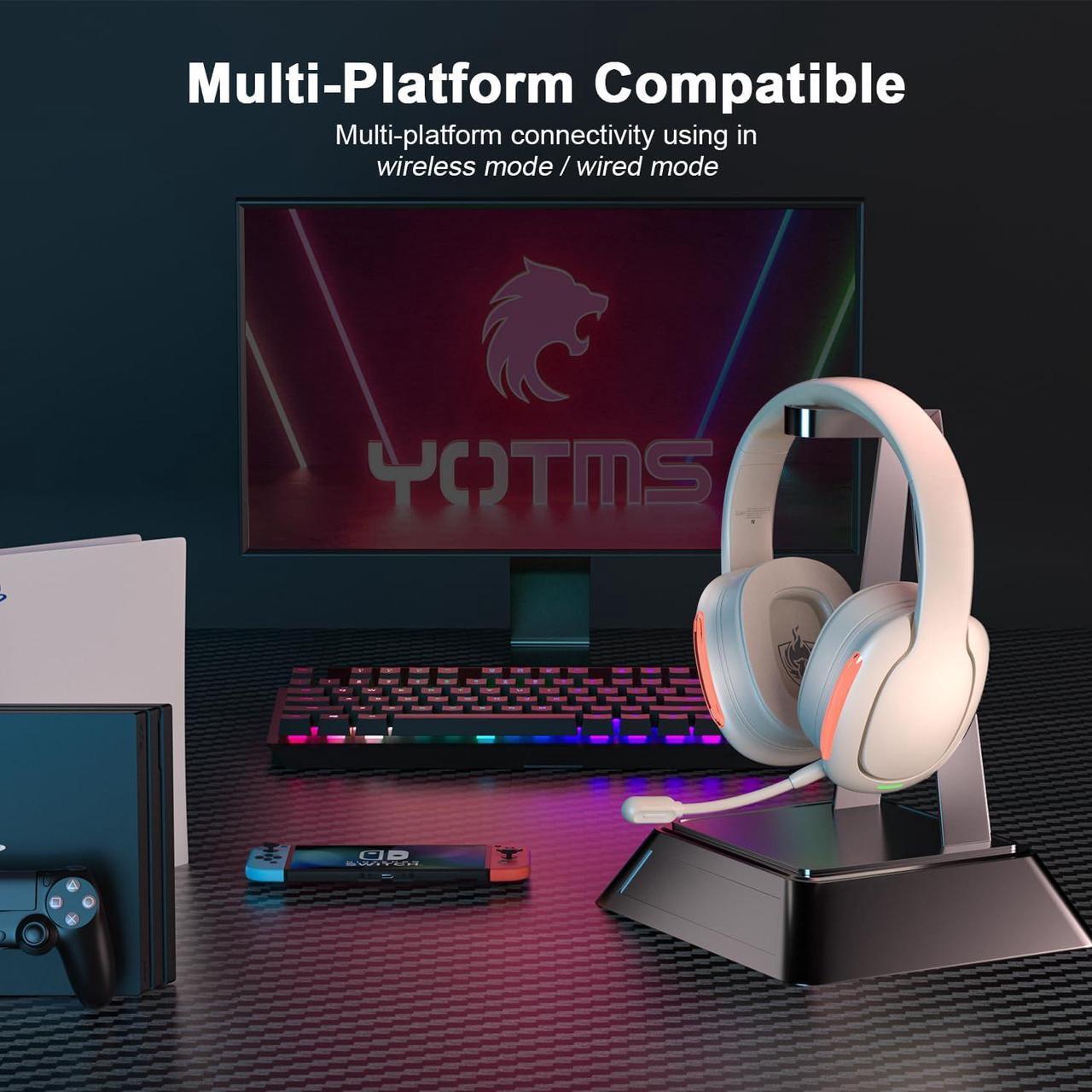Alt view image 3 of 7 - Wireless Gaming Headset, 2.4GHz Wireless Headset for PC, PS4/PS5, Nintendo Switch, LongBattery Up to 30h, 7.1 Surround Sound, Detachable Microphone, 3.5mm Wired Jack for Xbox