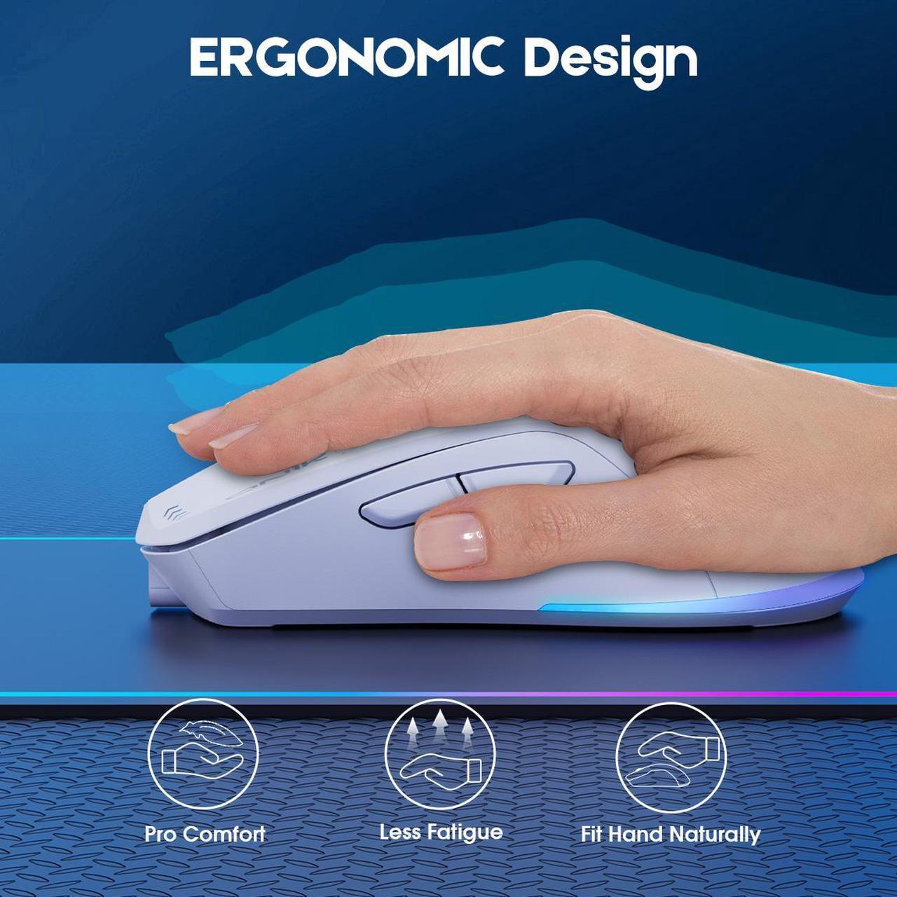 Alt view image 3 of 7 - Wired/Wireless White Dual Mode Gaming Mouse, PC Computer  Mice USB Mouse with Cycle Light Effect, RGB Modes, 5 Adjustable D Up to 4800, Lightweight  Ergonomic Optical Mouse  for Windows PC Laptop Game