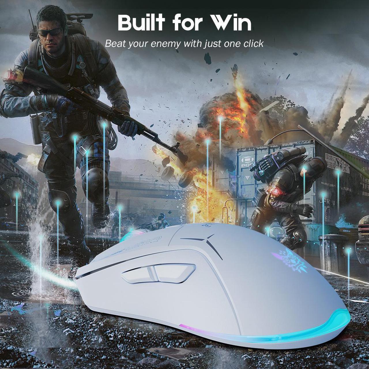 Alt view image 4 of 7 - Wired/Wireless White Dual Mode Gaming Mouse, PC Computer  Mice USB Mouse with Cycle Light Effect, RGB Modes, 5 Adjustable D Up to 4800, Lightweight  Ergonomic Optical Mouse  for Windows PC Laptop Game