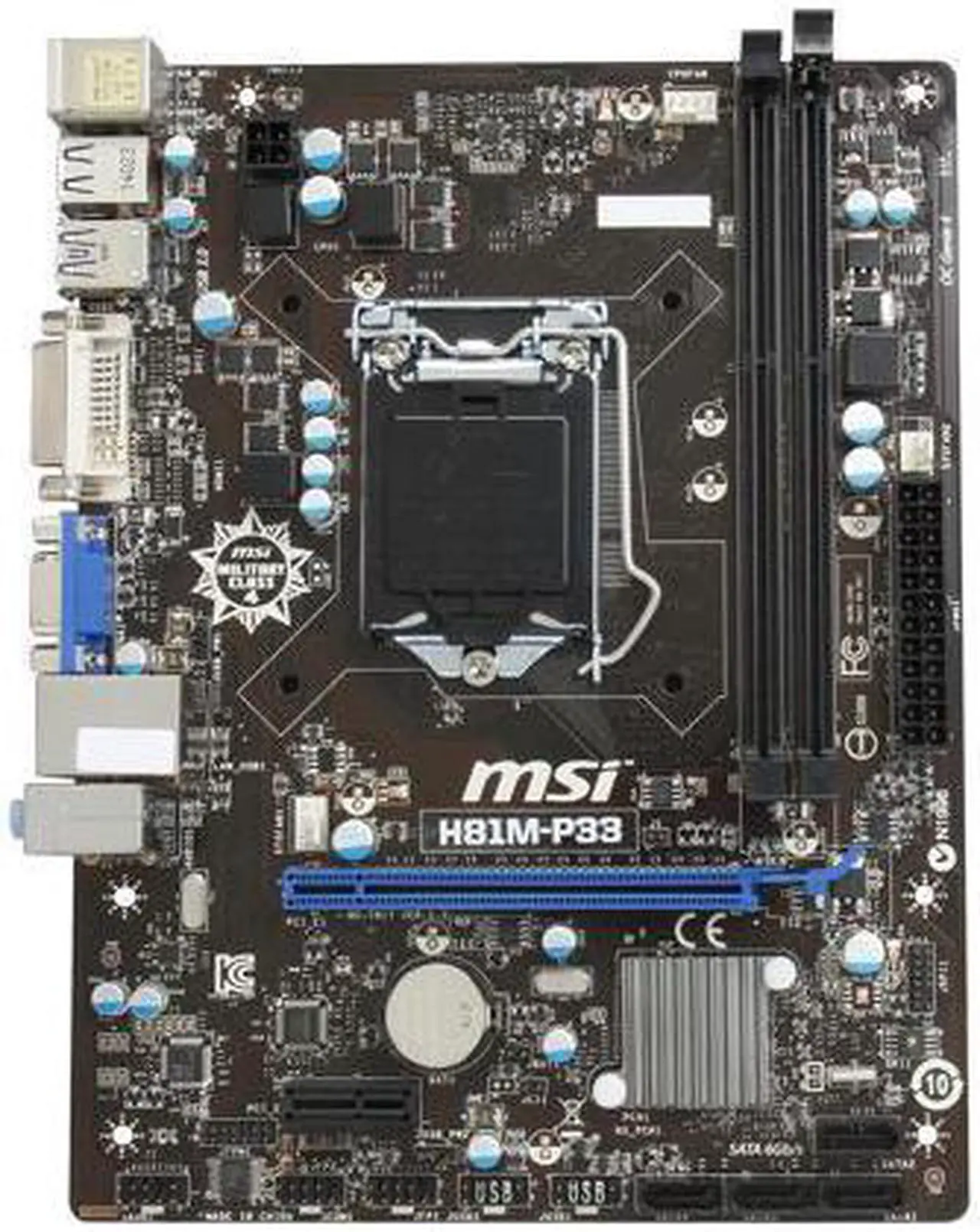 Alt view image 3 of 7 - MSI H81M-P33 LGA 1150 Intel H81 SATA 6Gb/s USB 3.0 Micro ATX Intel Motherboard