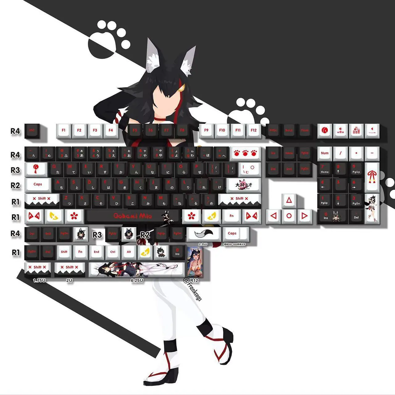 Main image of Vtuber Two-dimensional Ookami Mio PBT heat-sublimation keycaps 132 key set Cherry Height