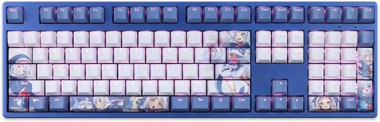 Alt view image 2 of 7 - VTuber Gawr Gura translucency PBT heat-sublimation keycaps 108key Cherry Height