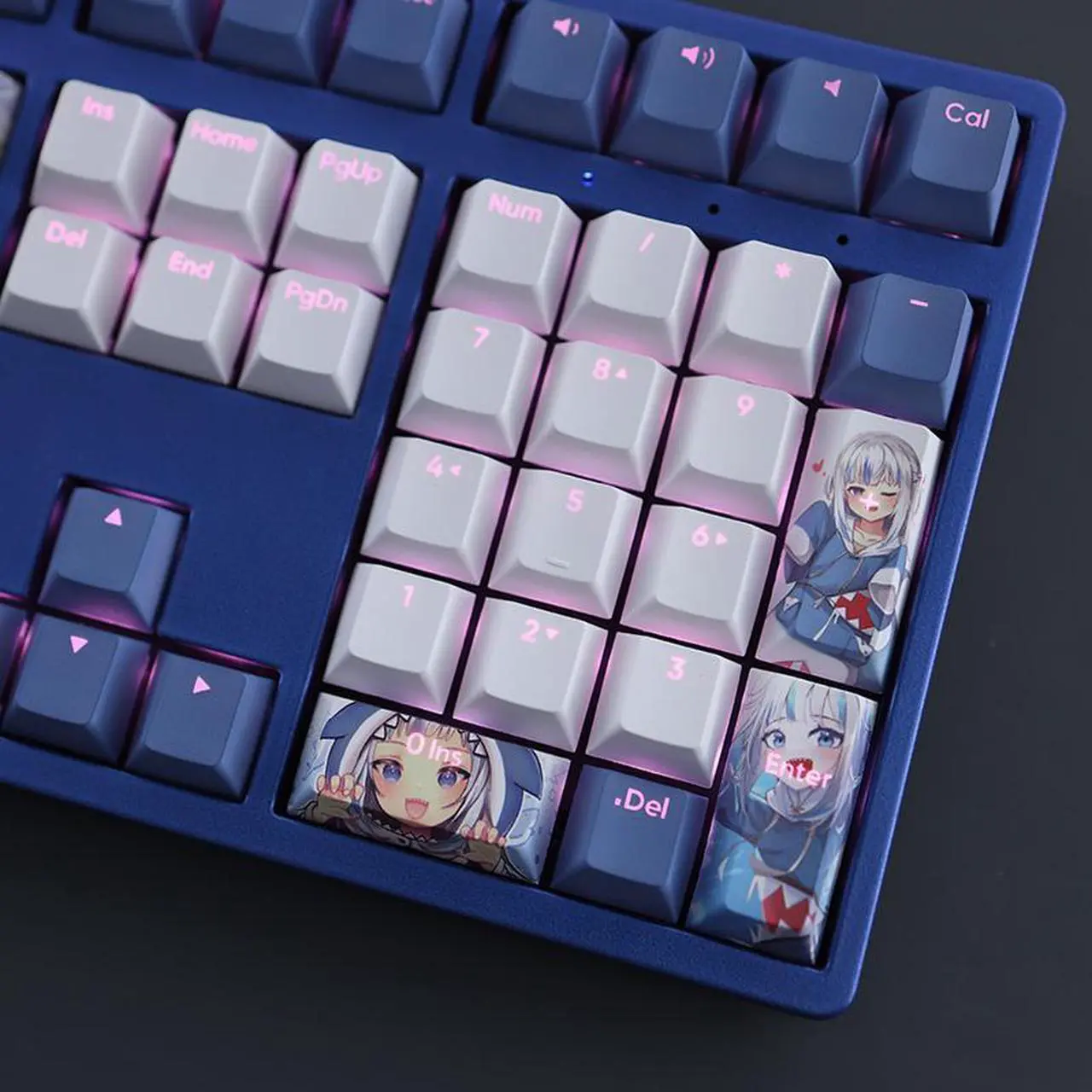 Alt view image 5 of 7 - VTuber Gawr Gura translucency PBT heat-sublimation keycaps 108key Cherry Height