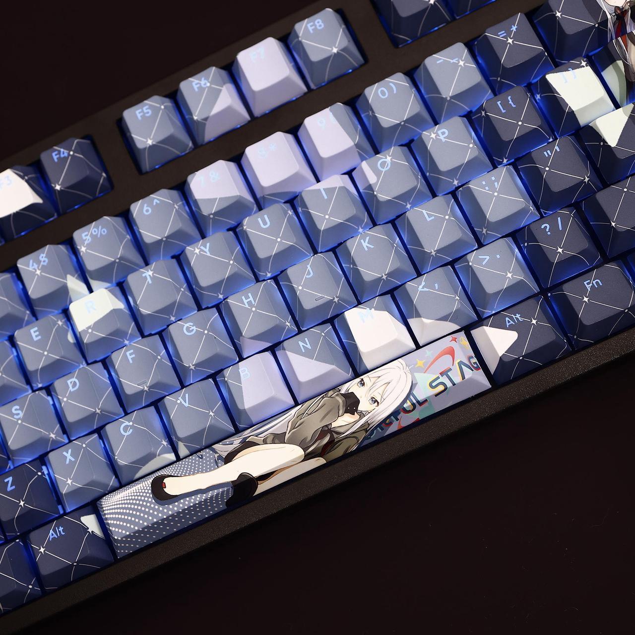 Alt view image 3 of 6 - World Plan Colorful Stage Yoisaki Kanade translucency PBT heat-sublimation keycaps 108key Cherry Height